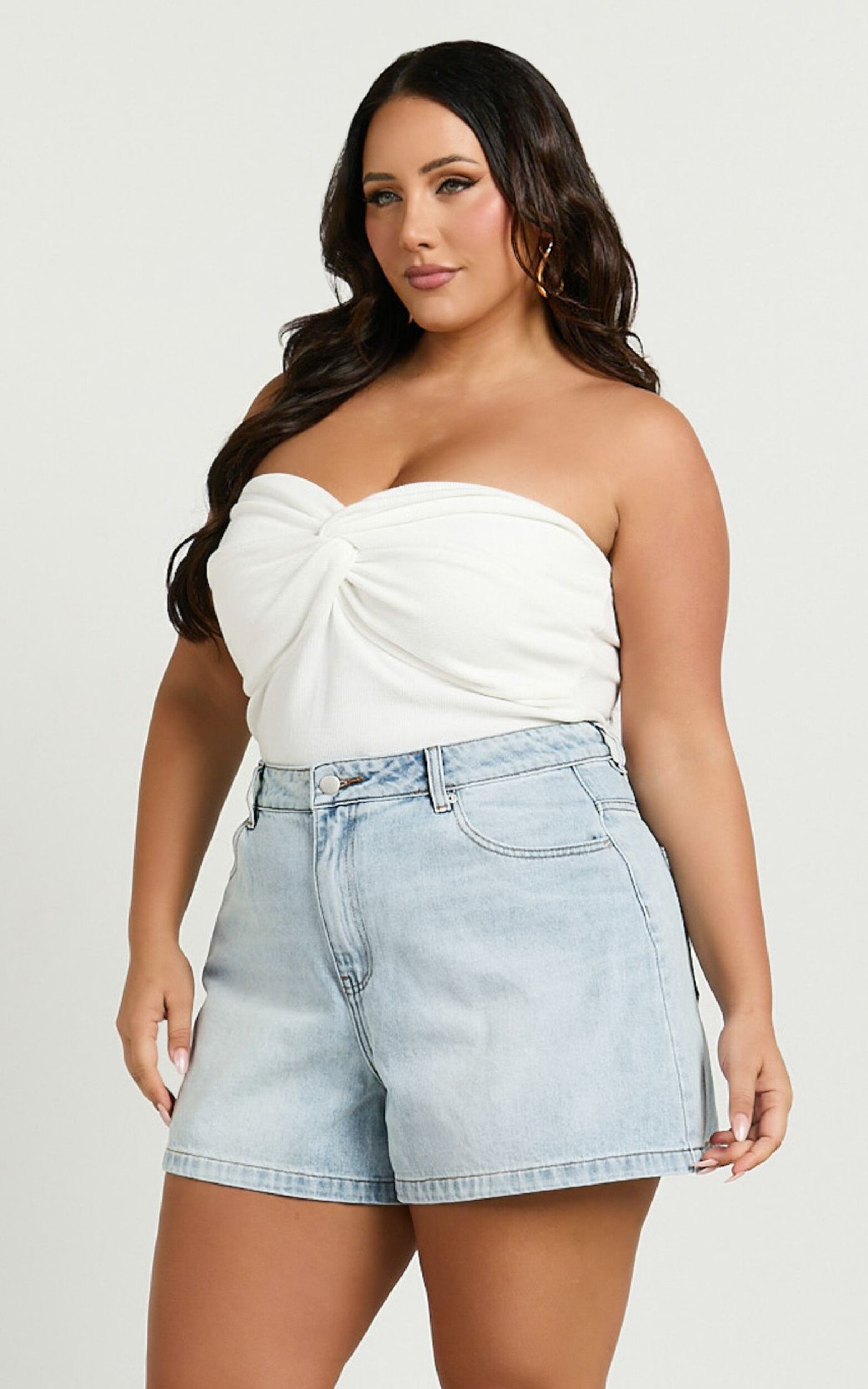 Seville Shorts - High Waisted Recycled Denim Shorts in Light Blue Wash