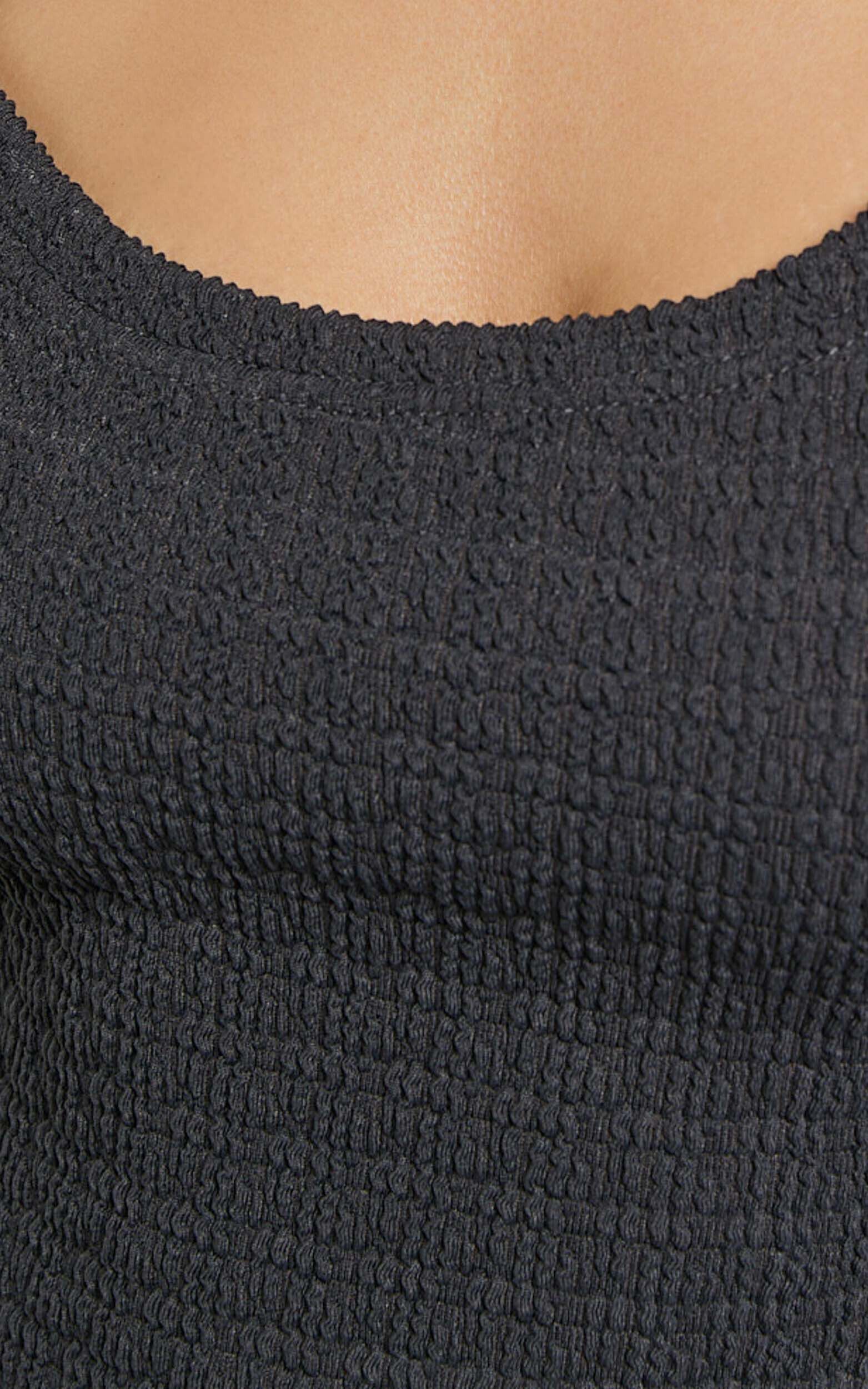 Pia Midi Dress - Twist Neck Cut Out Bodycon Dress in Charcoal