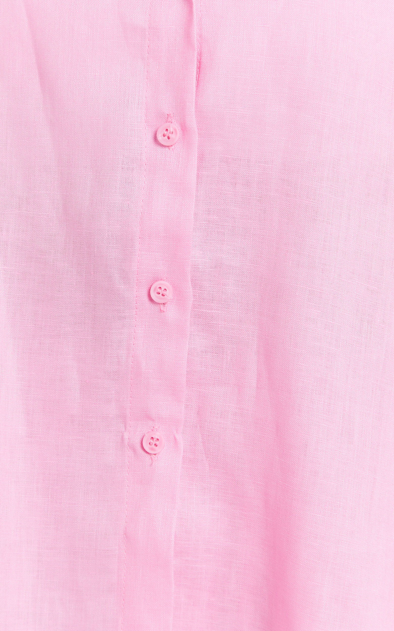 Ramona Top - Linen Short Sleeve Shirt in Pink