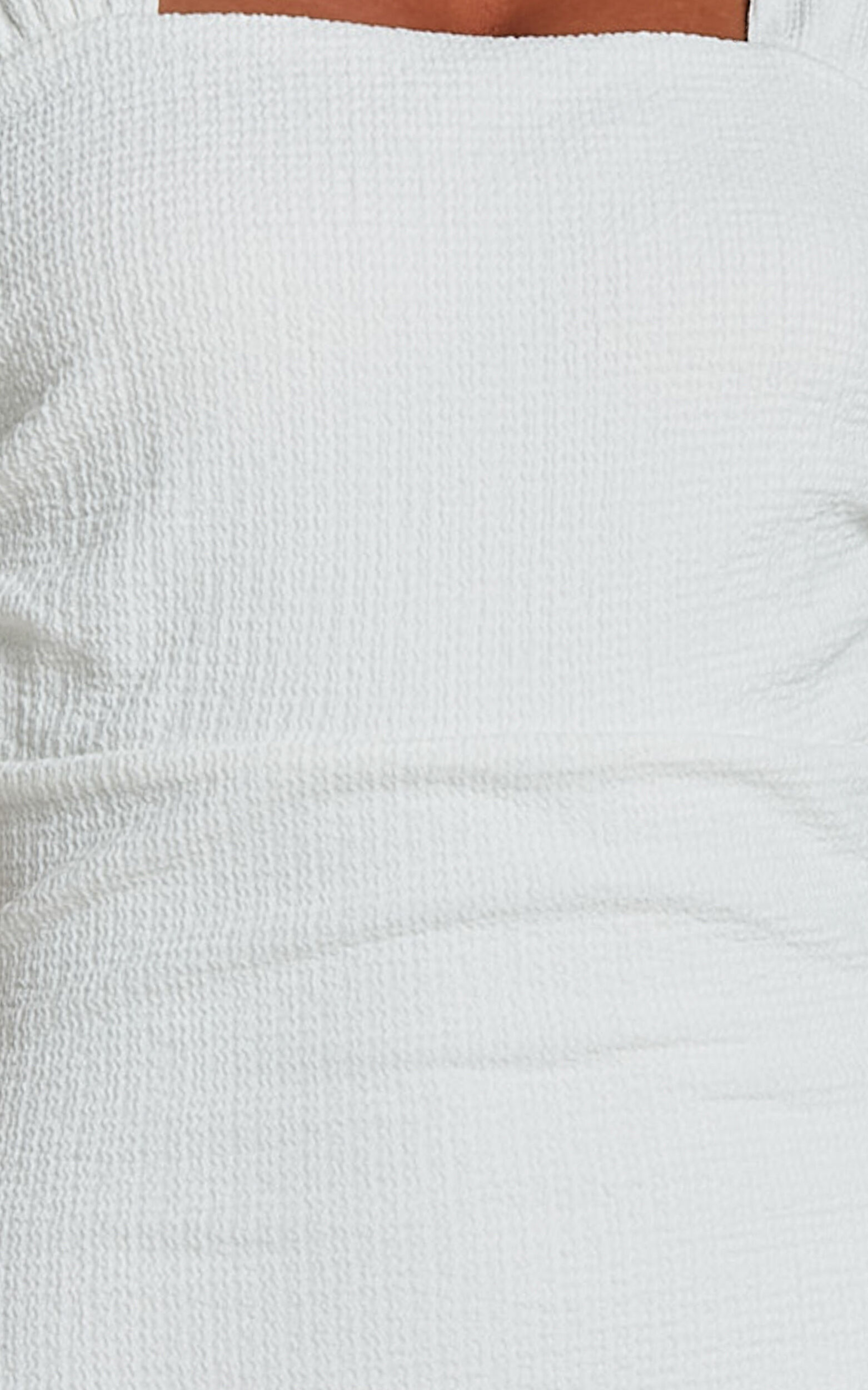 Tayla Midi Dress - Ruched Bust Bodycon Dress in White