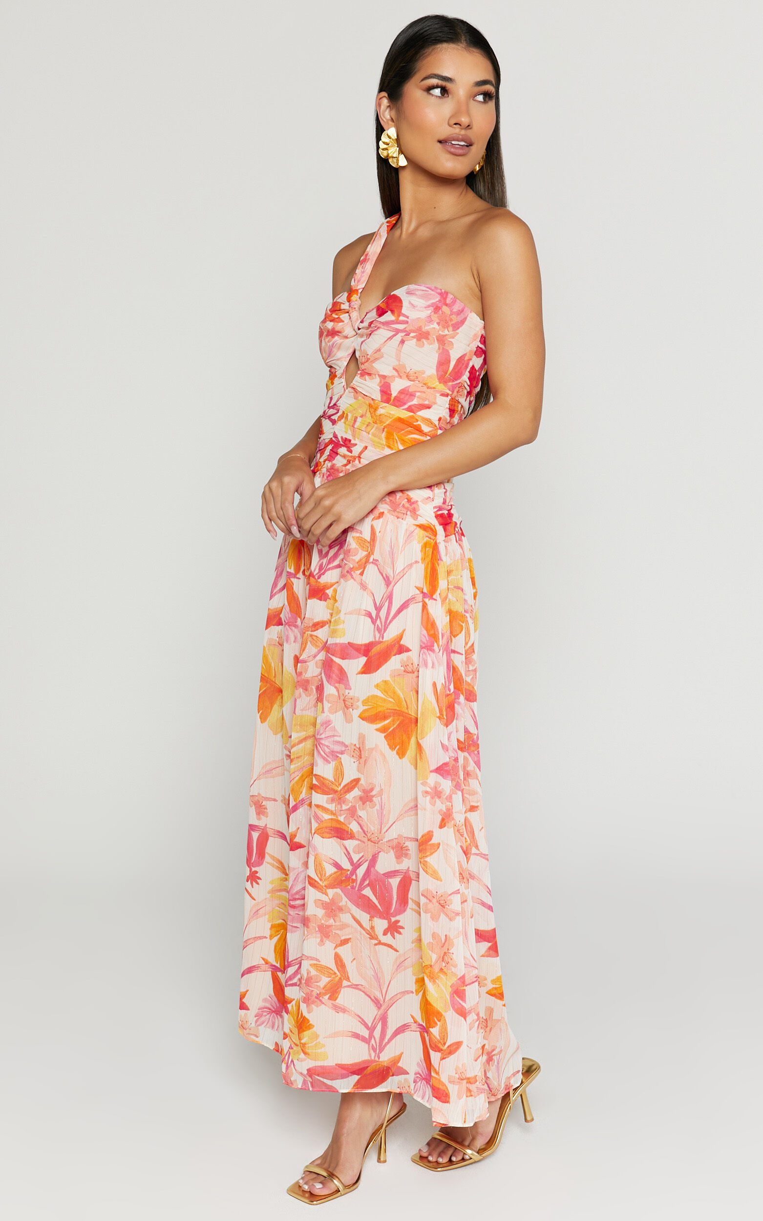 Ferlynn Maxi Dress - One Shoulder Sweetheart Dress in Multi