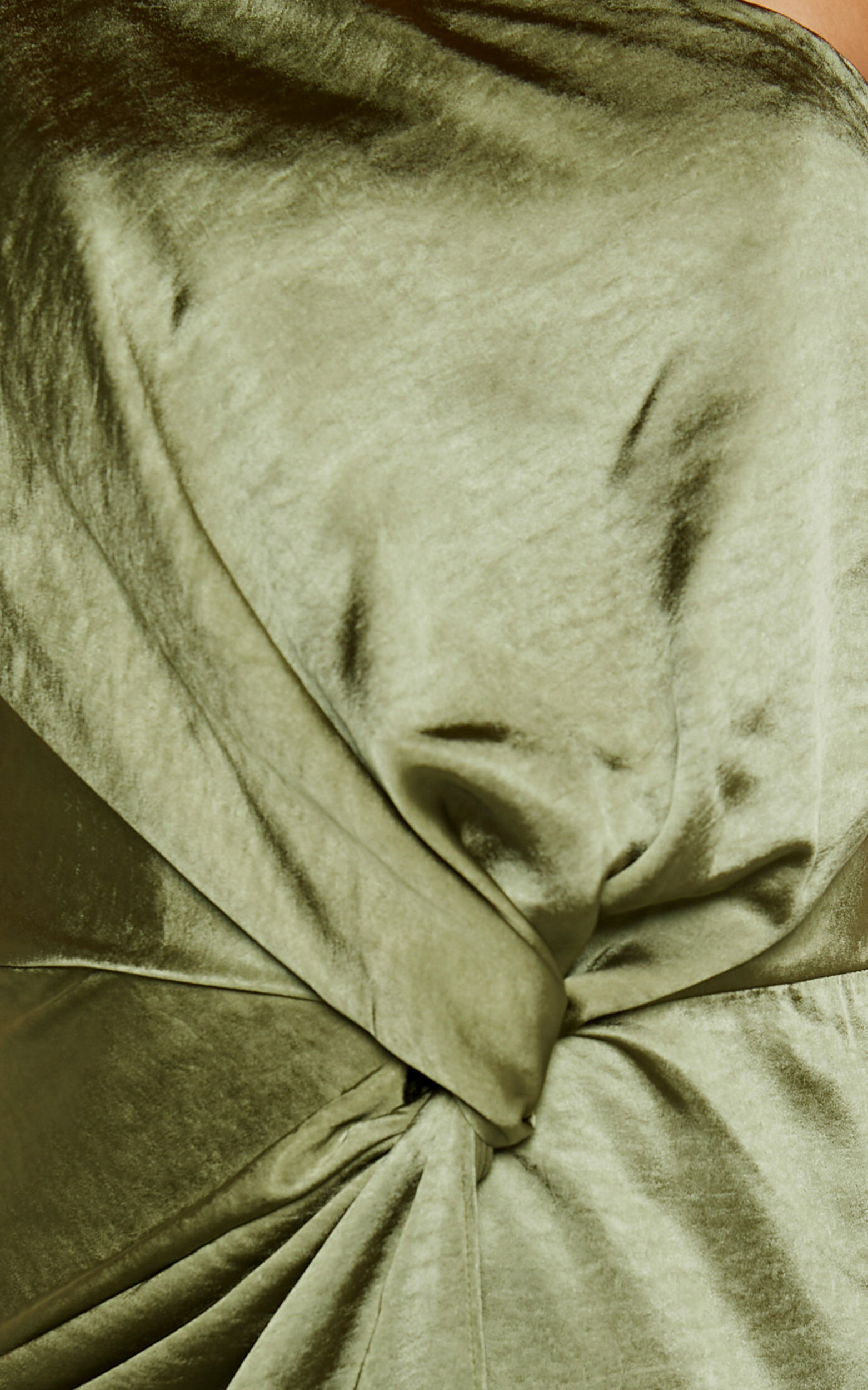 Estelle Midi Dress - One Shoulder Thigh Split Dress in Olive