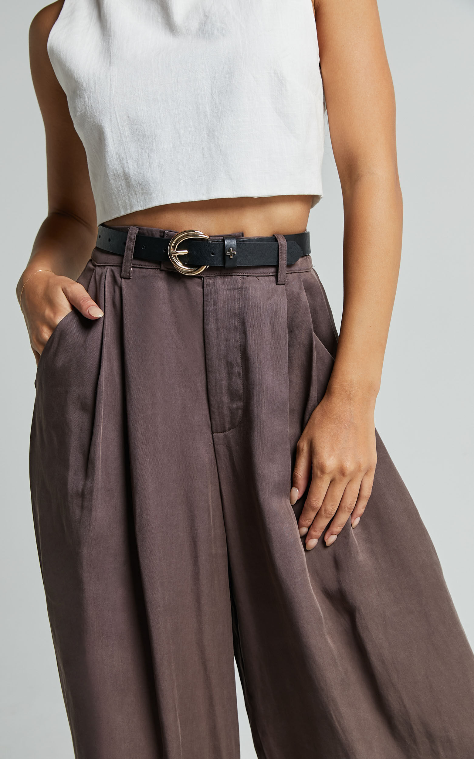 Clarke Pants - High Waist Wide Leg Pants in Slate