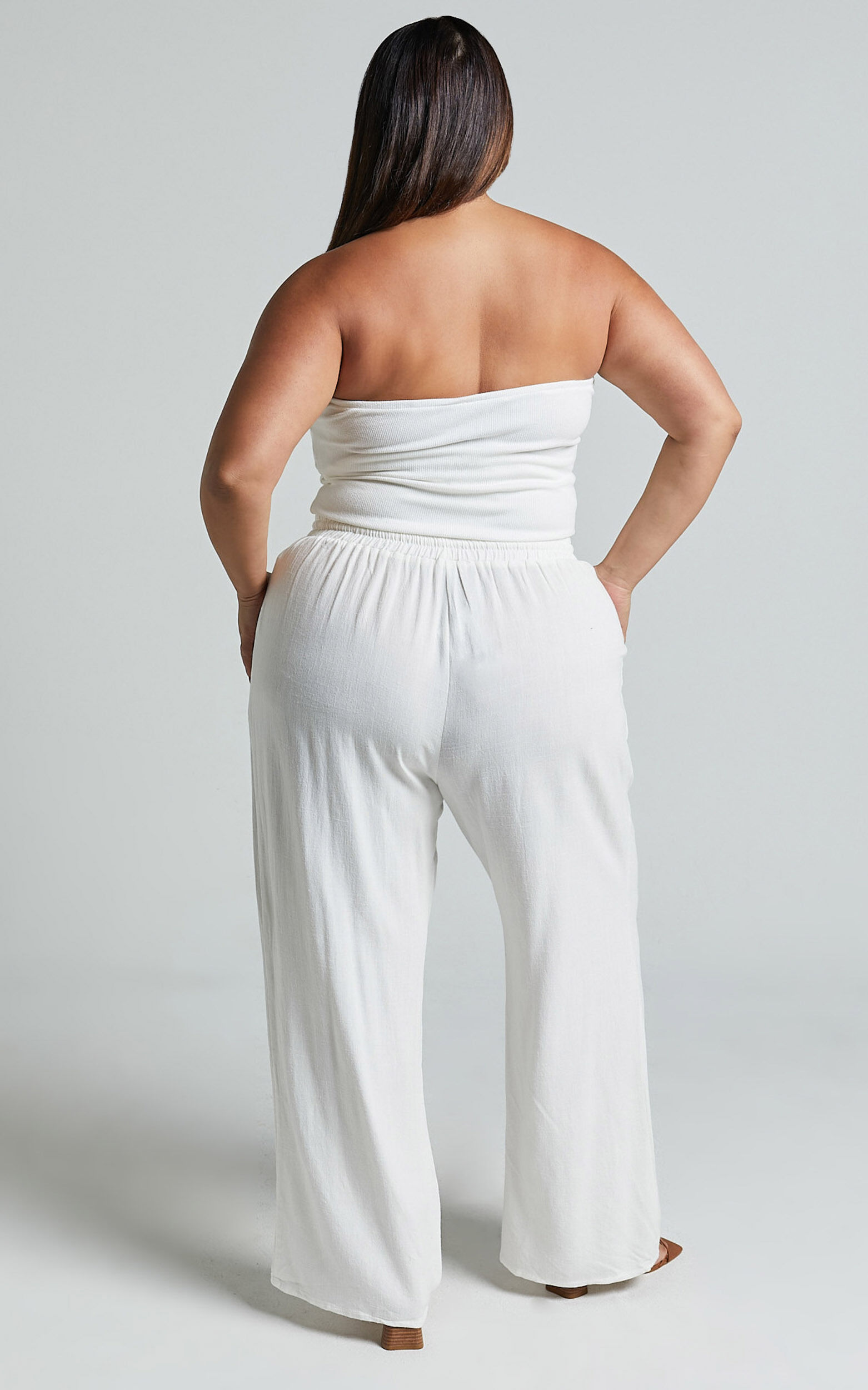 Kala Pants - Mid Waisted Relaxed Elastic Waist Pants in White
