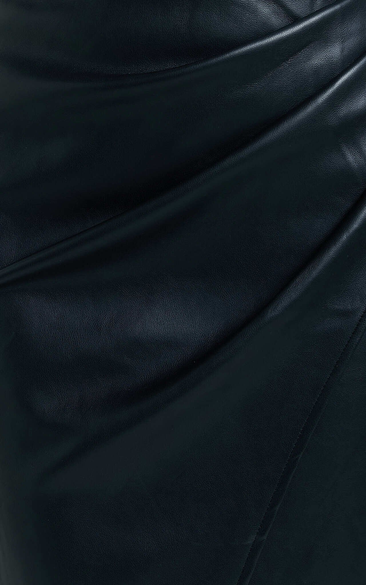 Gena Midi Skirt - Split Faux Leather Skirt in Black