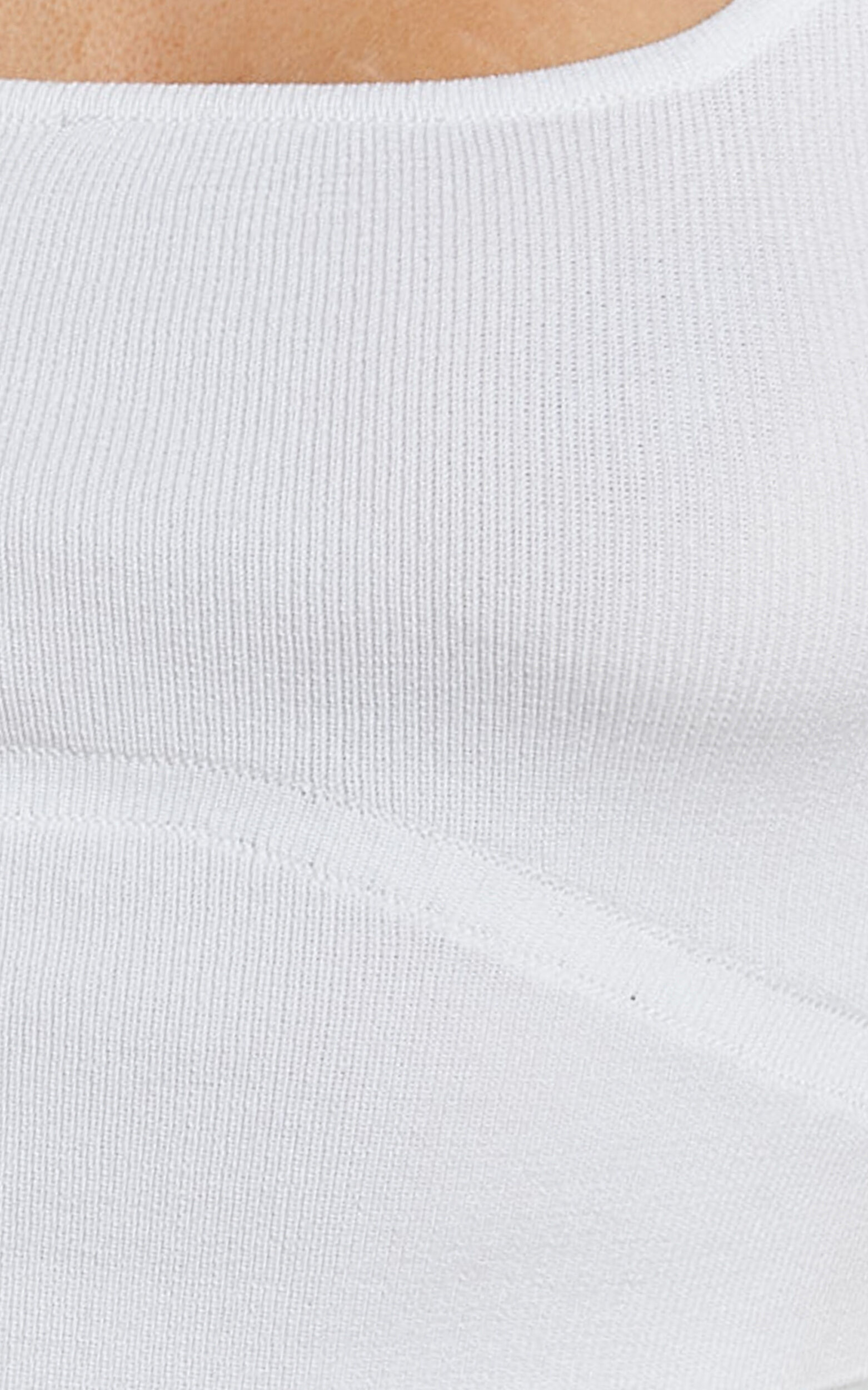 Emlei Top - Square Neck Cropped Knit Top in White