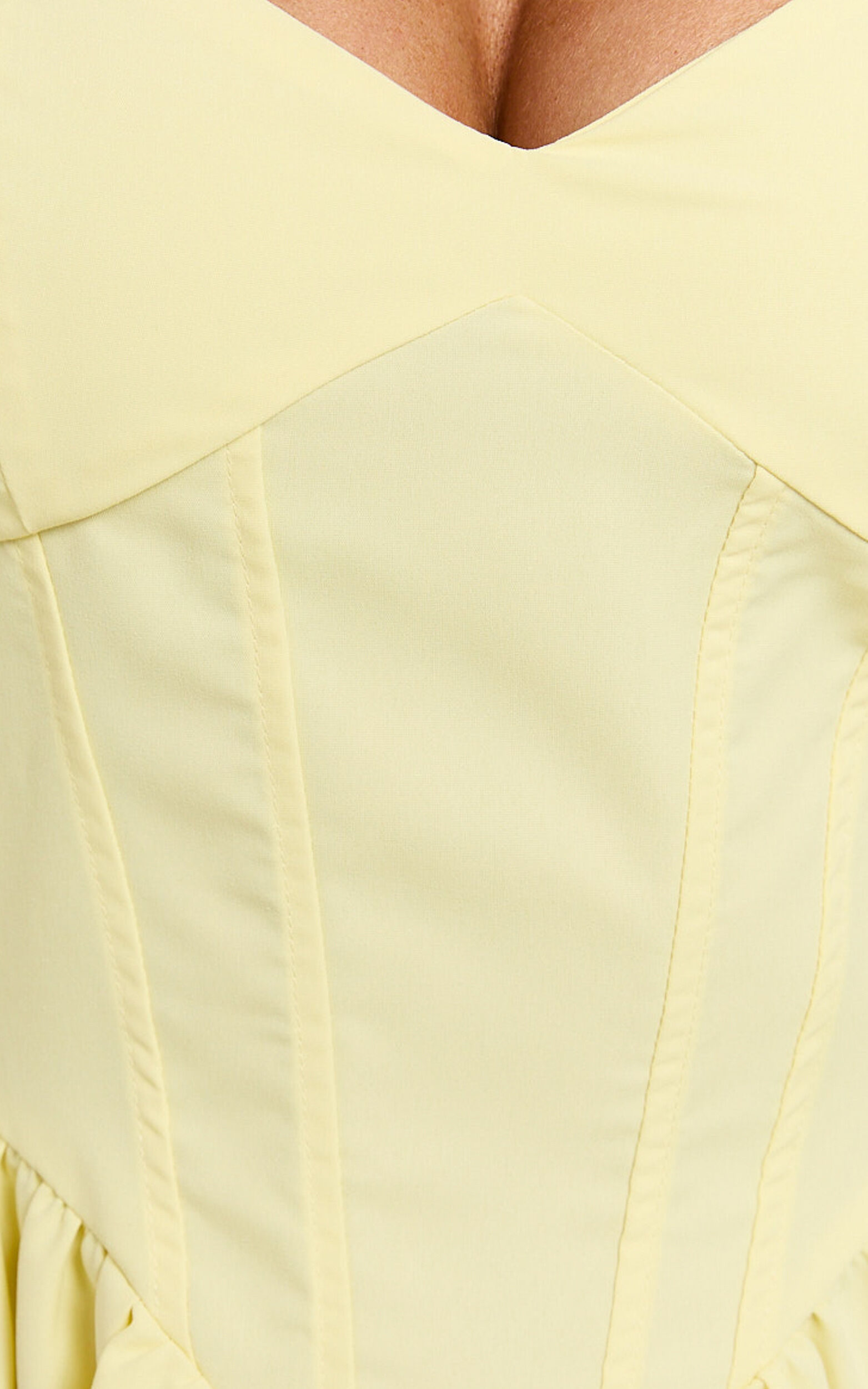 Delaila Mini Dress - Strappy Sweetheart Fit and Flare Dress in Lemon