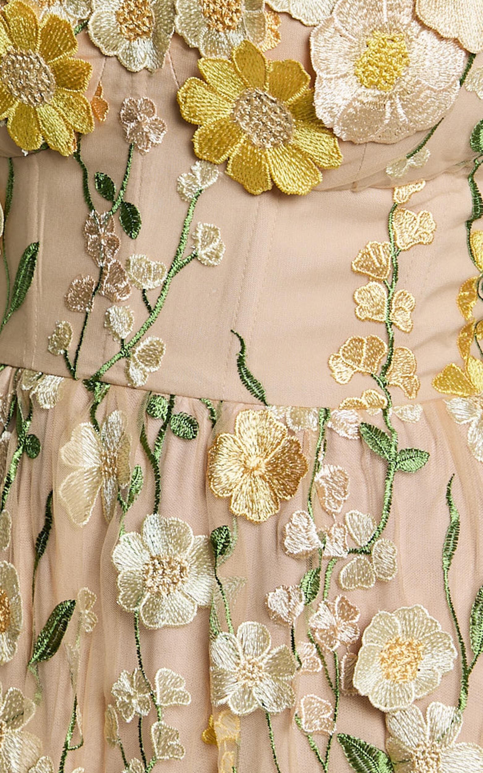 Amalie The Label - Mia Strappy Flower Detail Midi Dress in Yellow