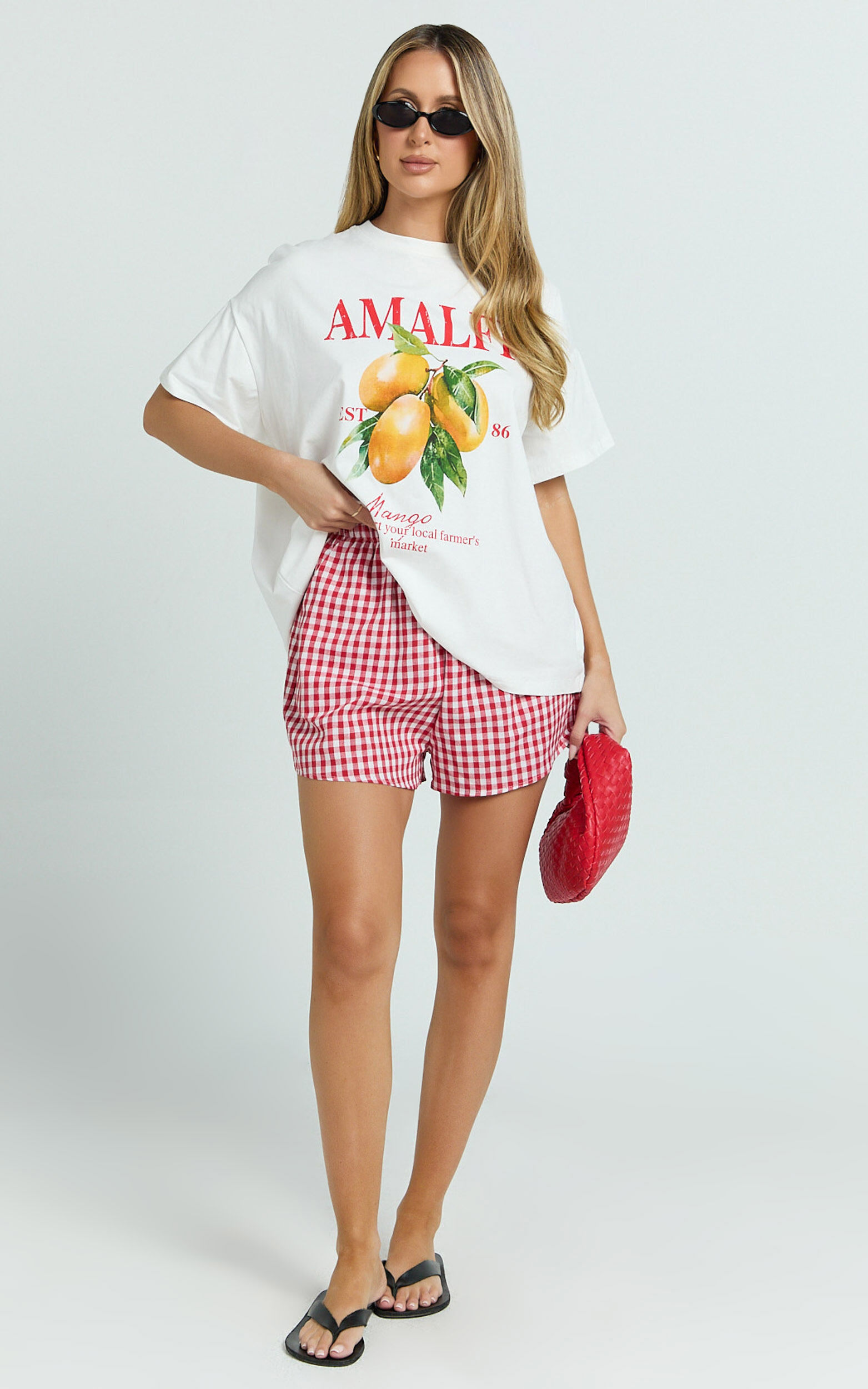 Aurella Two Piece Set - Amalfi T-Shirt Set in White/Red
