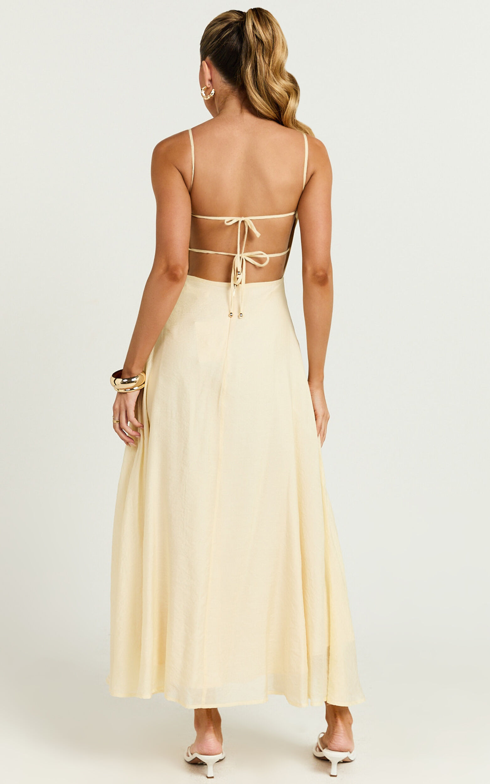 Avalyn Midi Dress - Ruched Bust Corset Dress in Butter