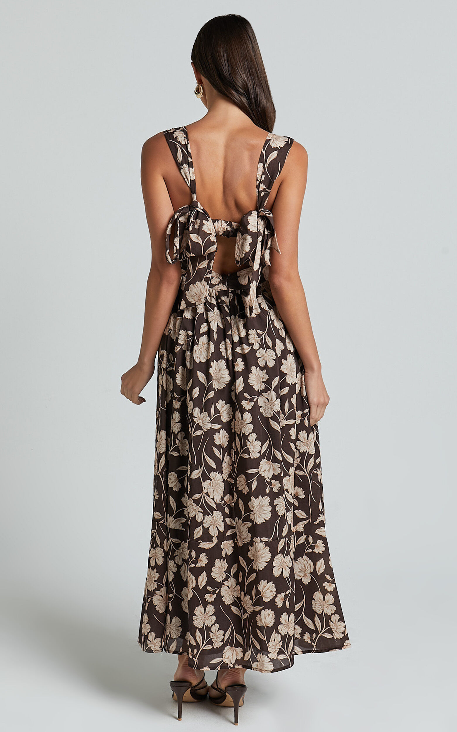 Amalie The Label - Kai Double Tie Back Midi Dress in Sahara Print