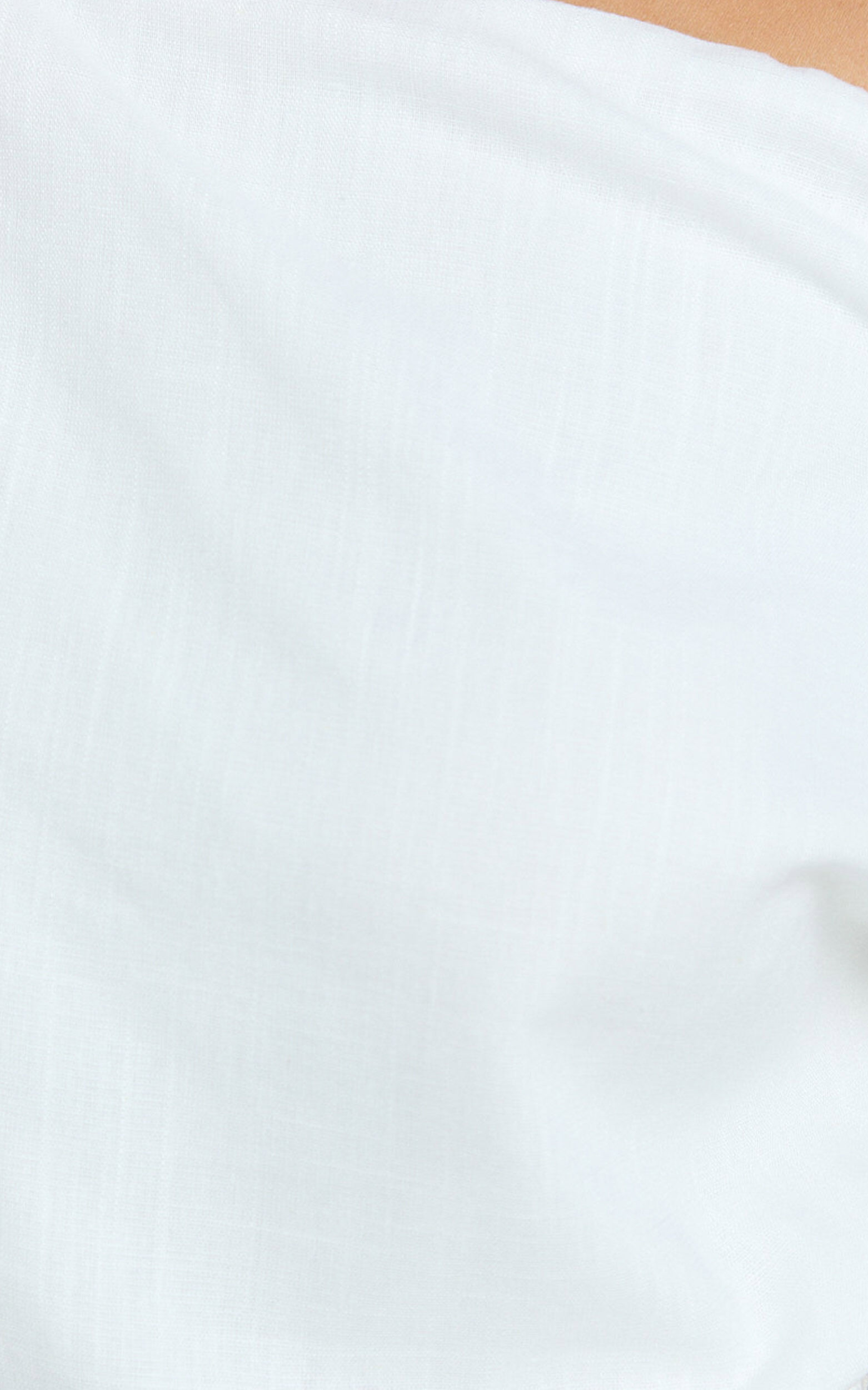 Collins Linen Top - Draped Asymmetrical Neckline Top in White