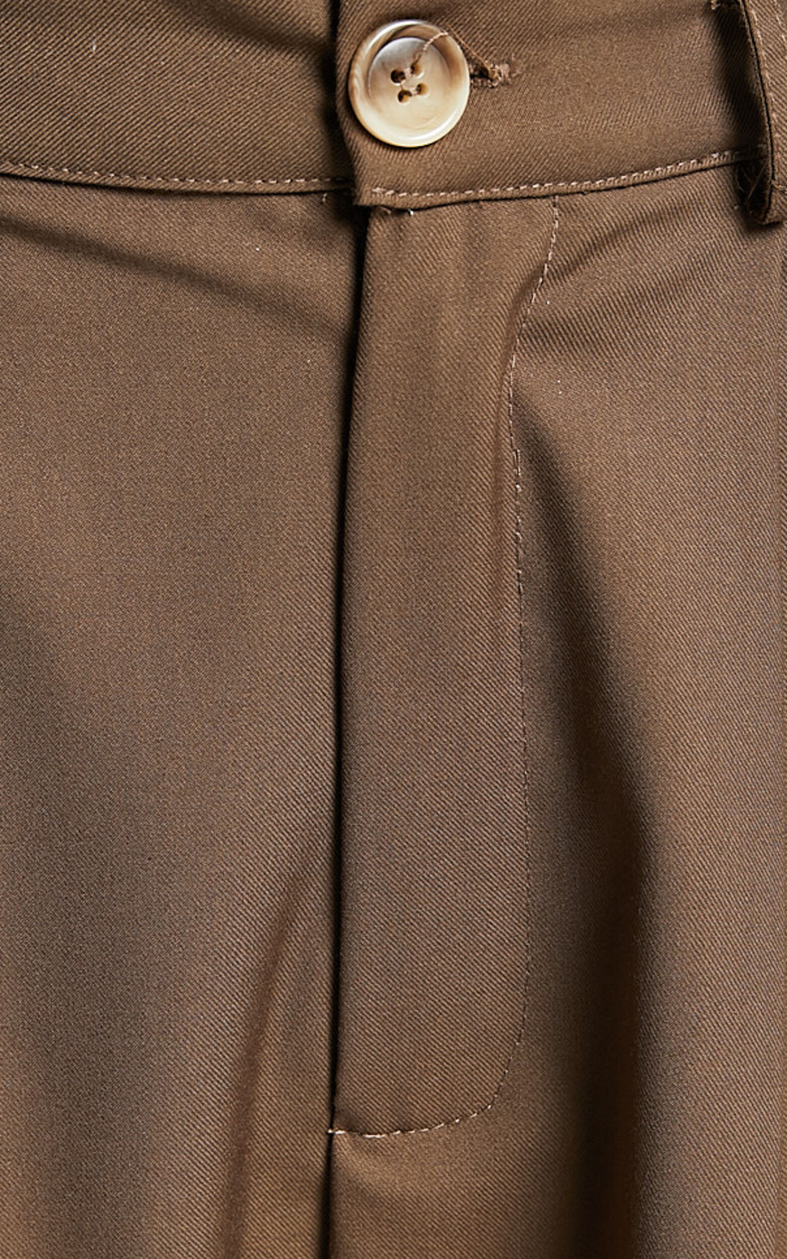Izara Trousers - Mid Rise Relaxed Straight Leg Tailored Trousers in Oak