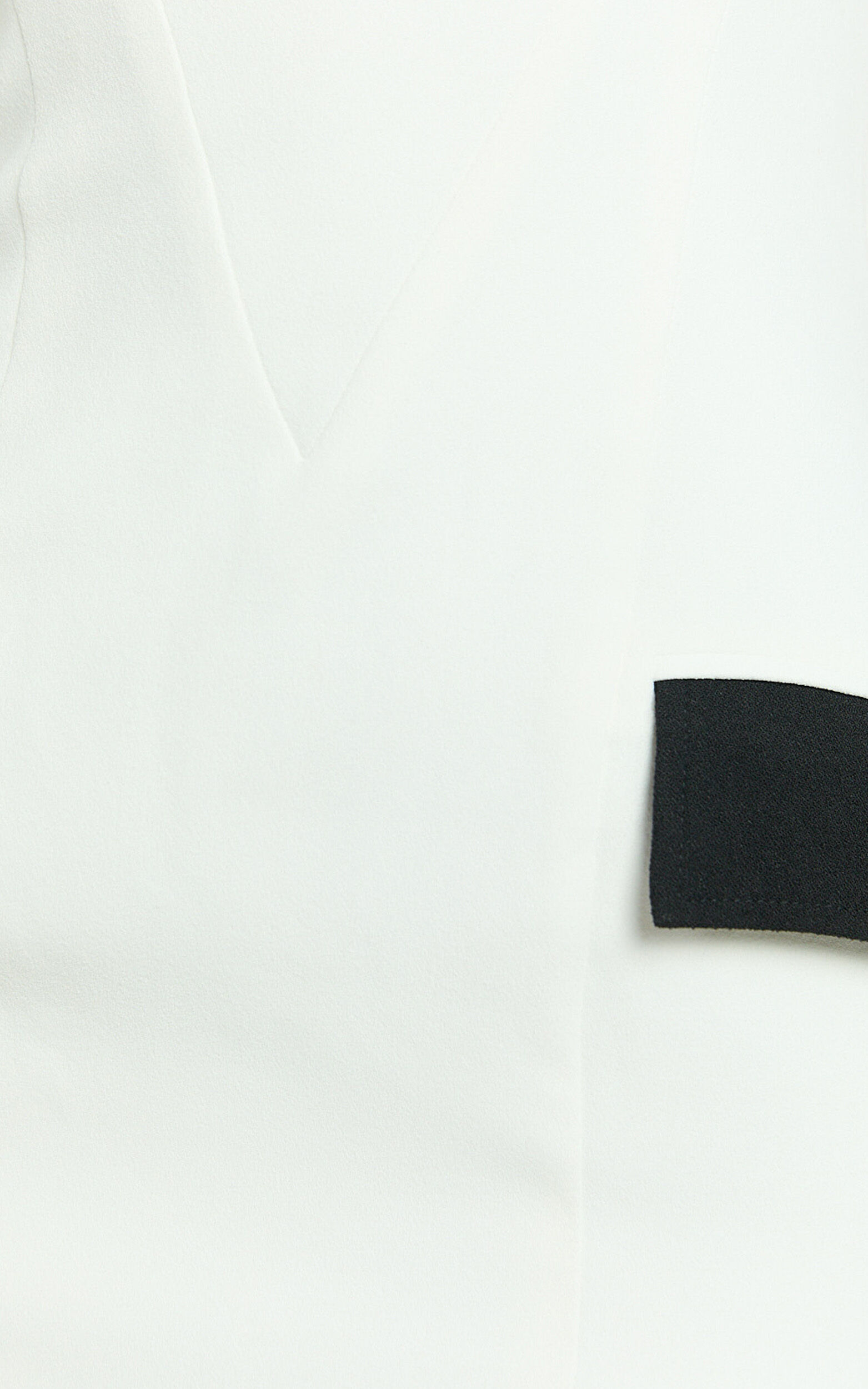 Terry Mini Dress - Straight Neck Contrast Trims Fitted Dress in White