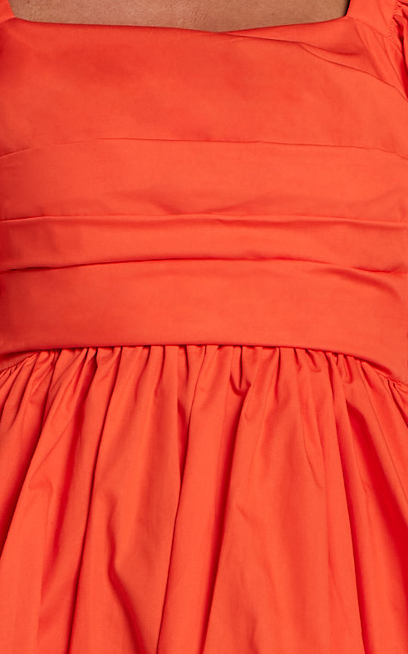 Tamara Mini Dress - Short Puff Sleeve Ruched Dress in Orange