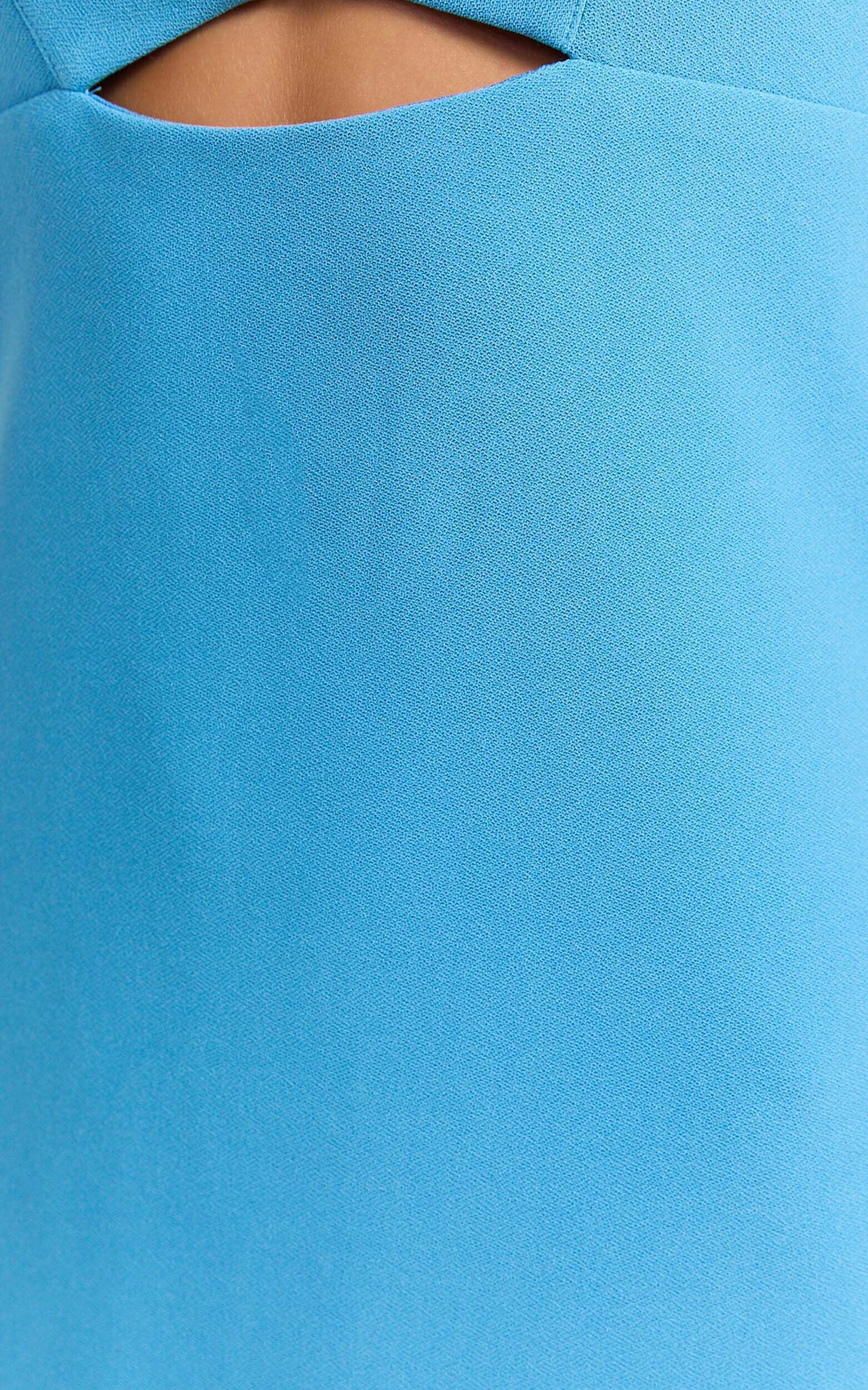 Teagan Mini Dress - Cut Out Low Back Bodycon Dress in Blue