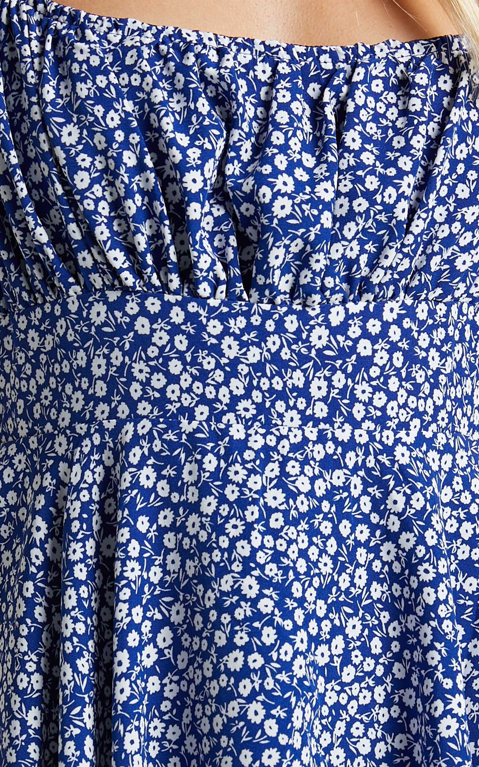 Summer Jam Mini Dress - Strappy Slip Dress in Blue Floral