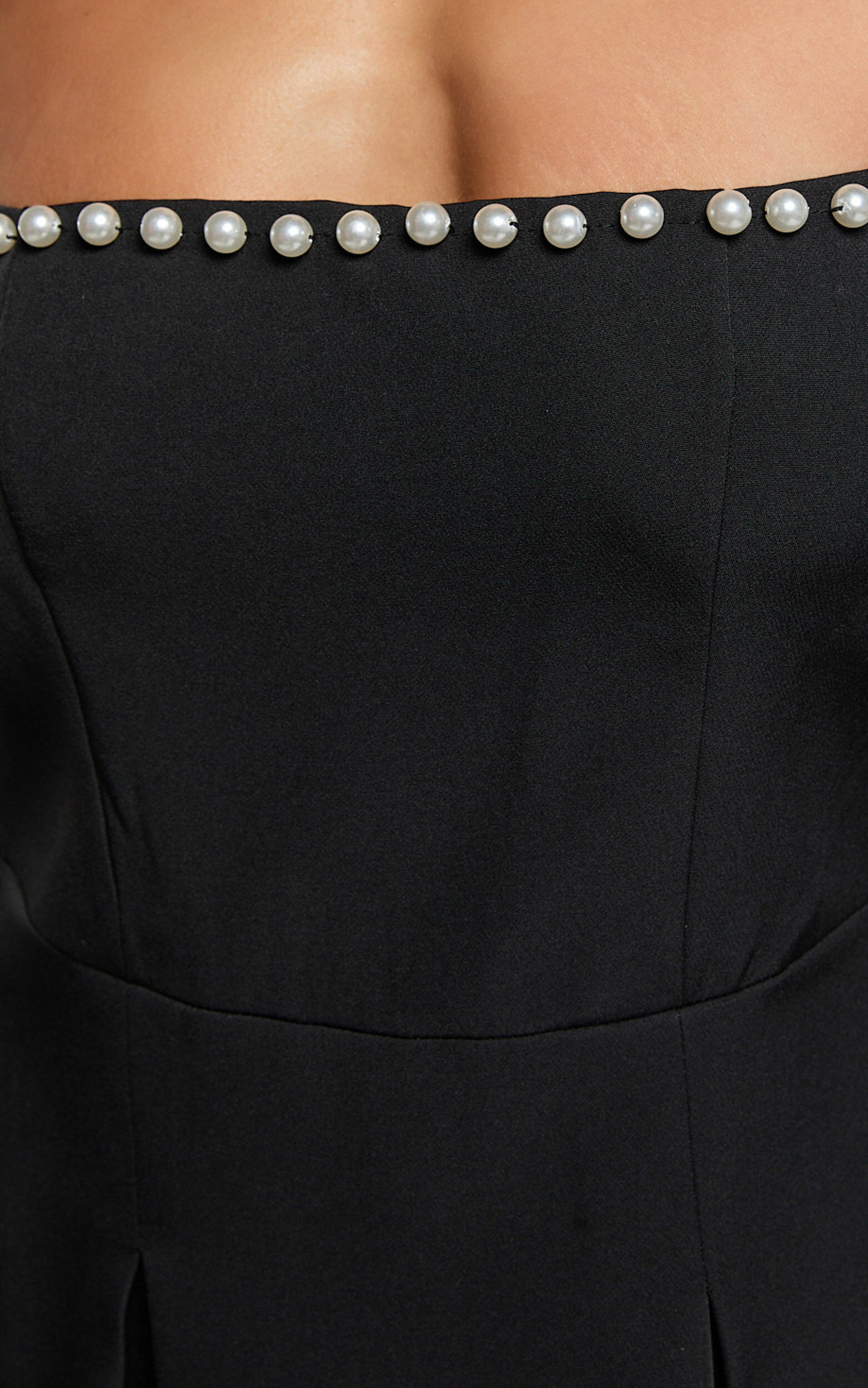 Edelyn Mini Dress - Square Neck Long Sleeve A Line Dress in Black