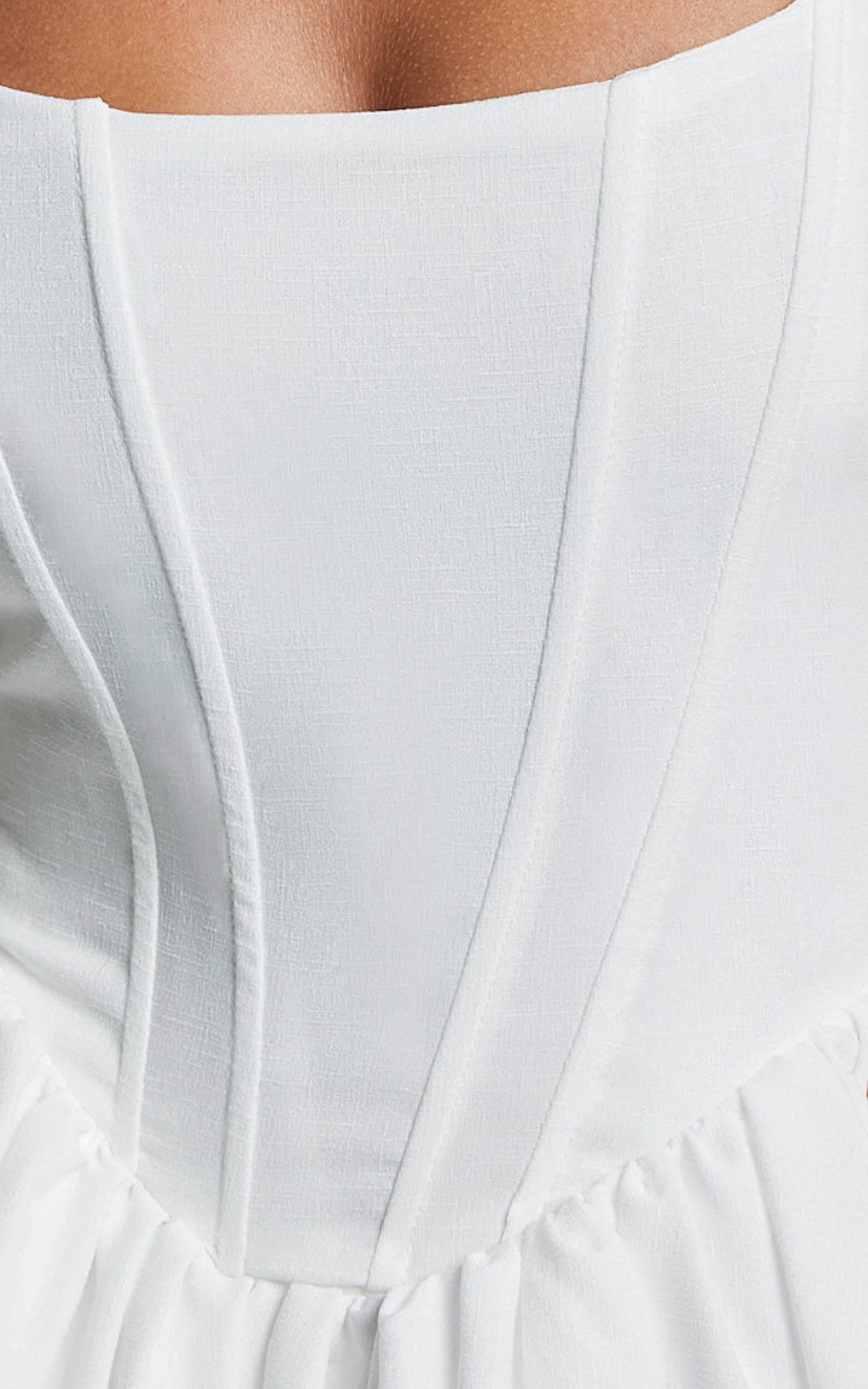 Carolyn Mini Dress - Wide Strap Sleeveless Fit and Flare Dress in White