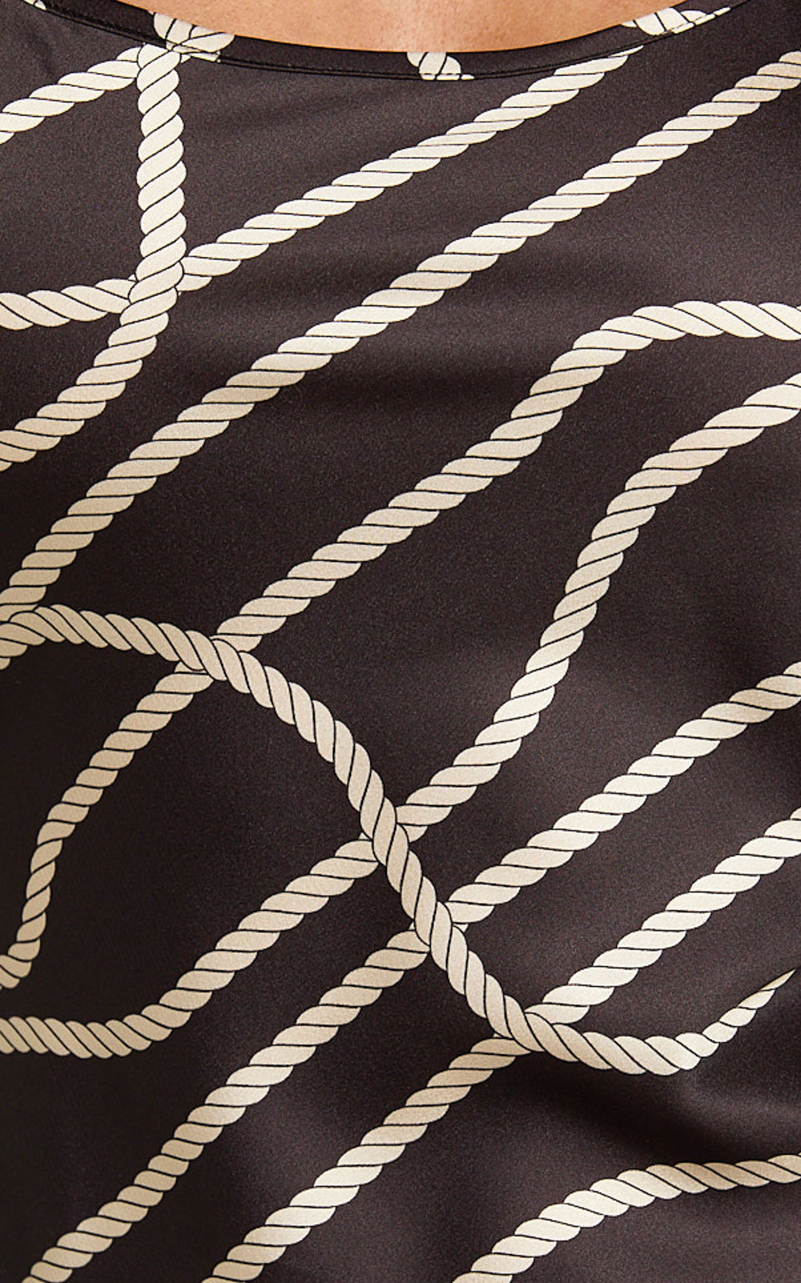 Hailey Midi Dress - Sleeveless Scoop Slip Dress in Rope Print