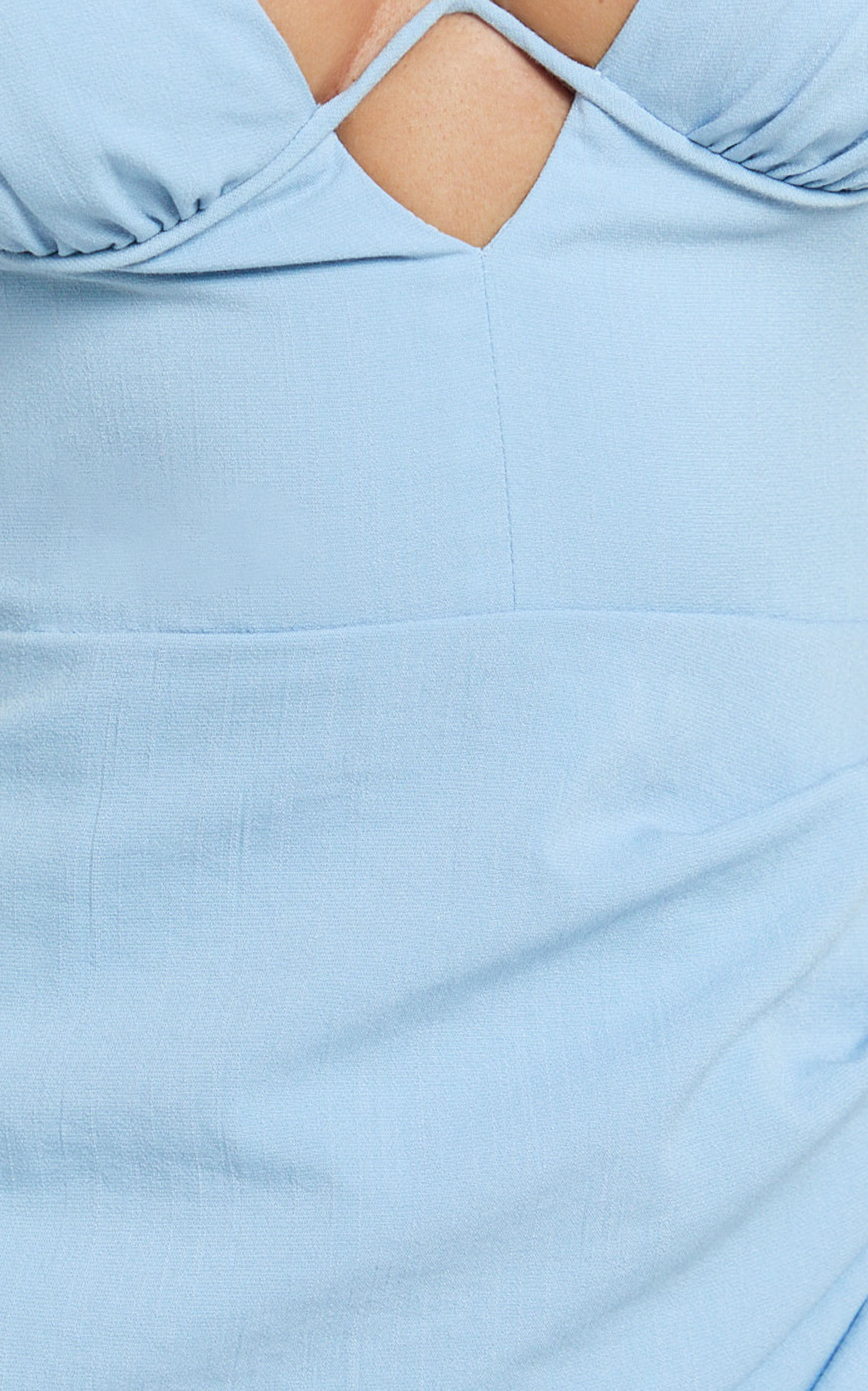 Cooper Midi Dress - Underwire Cut Out Ruched Wrap Dress in Light Blue