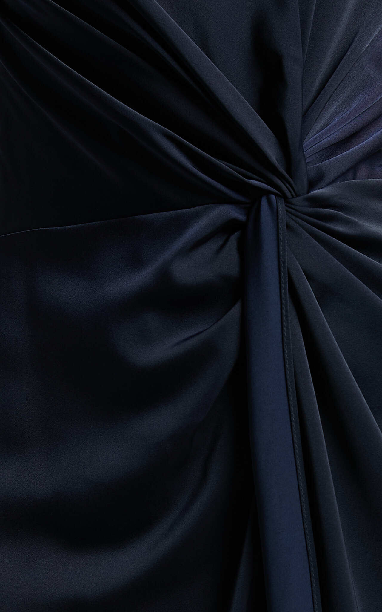 Hathaway Maxi Dress - Strapless Straight Neck Twist Front Split in Navy