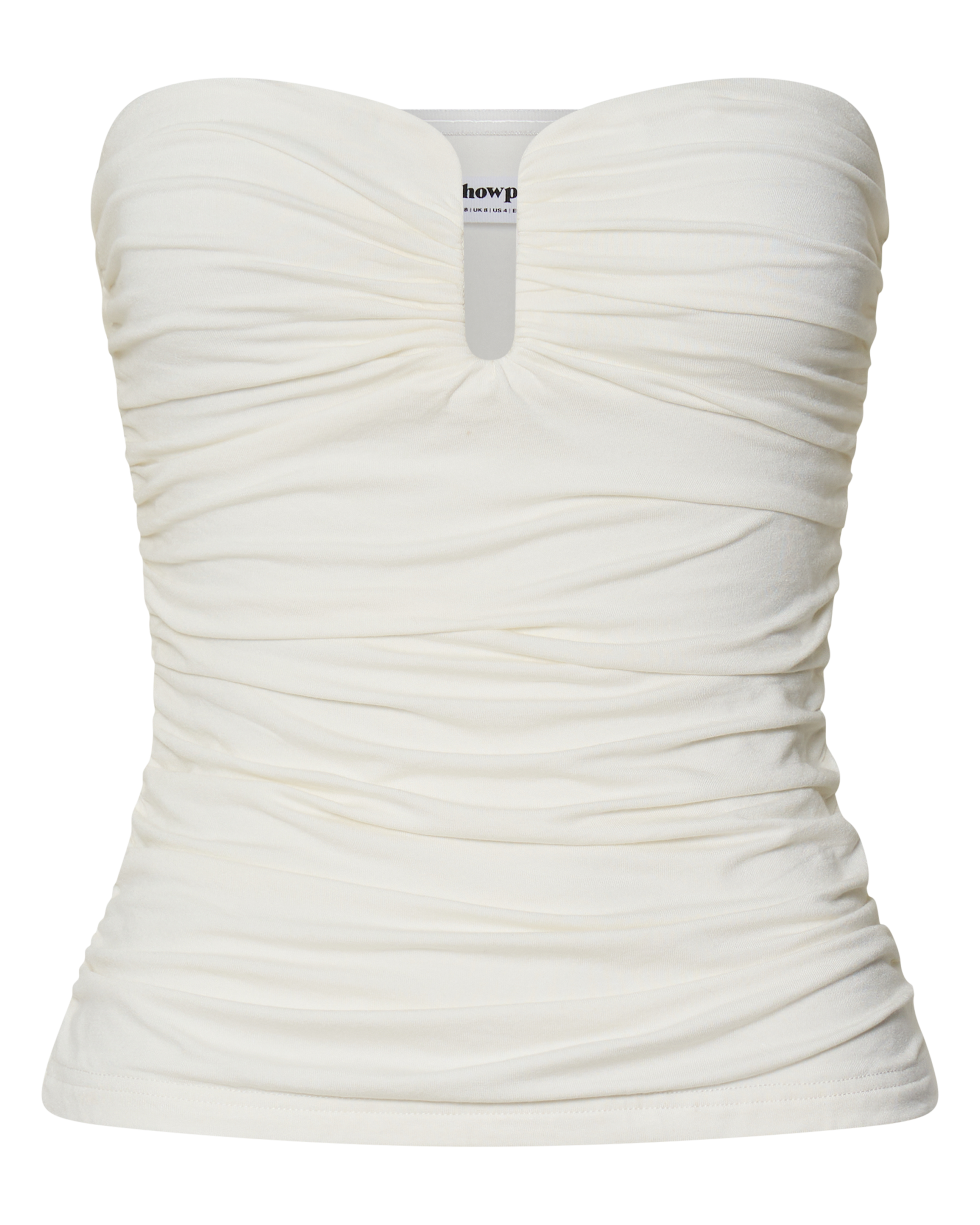 Petra Top - Gathered Cut Out Jersey Top in Off White