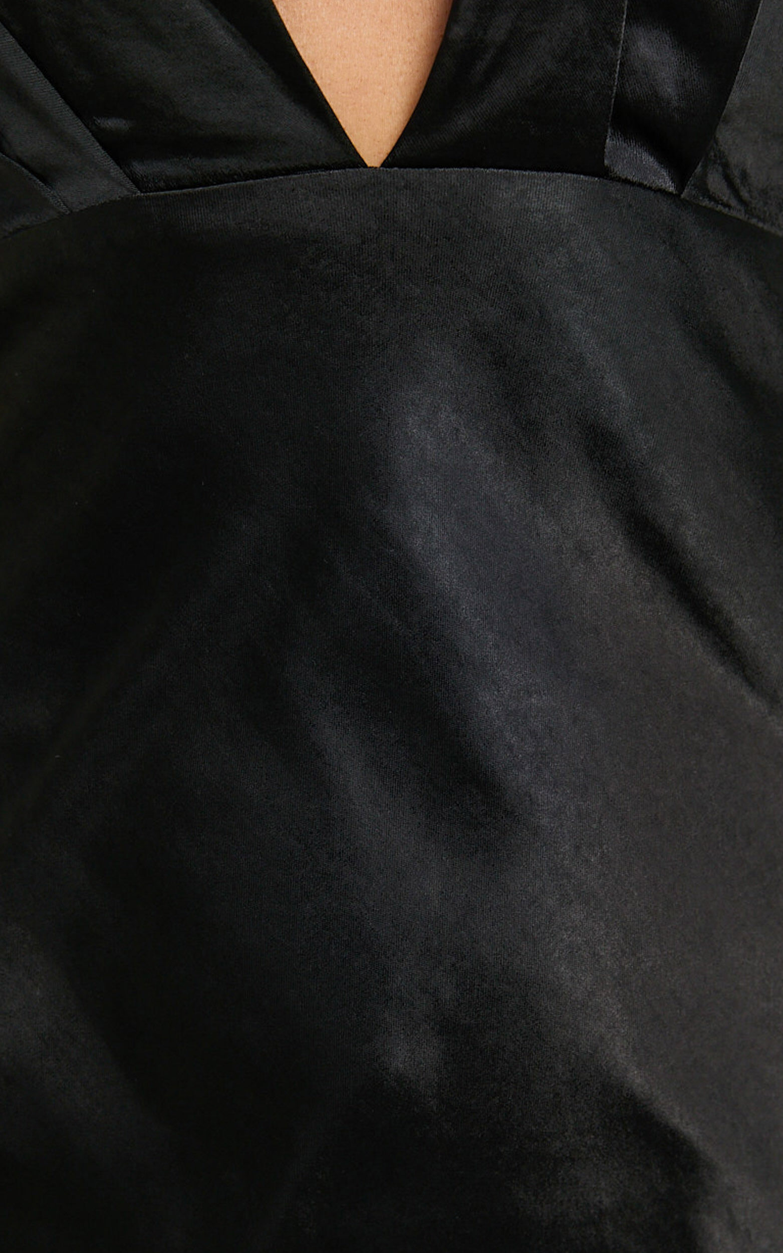 Isabella Mini Dress - Plunge Neck Back Tie Dress in Black