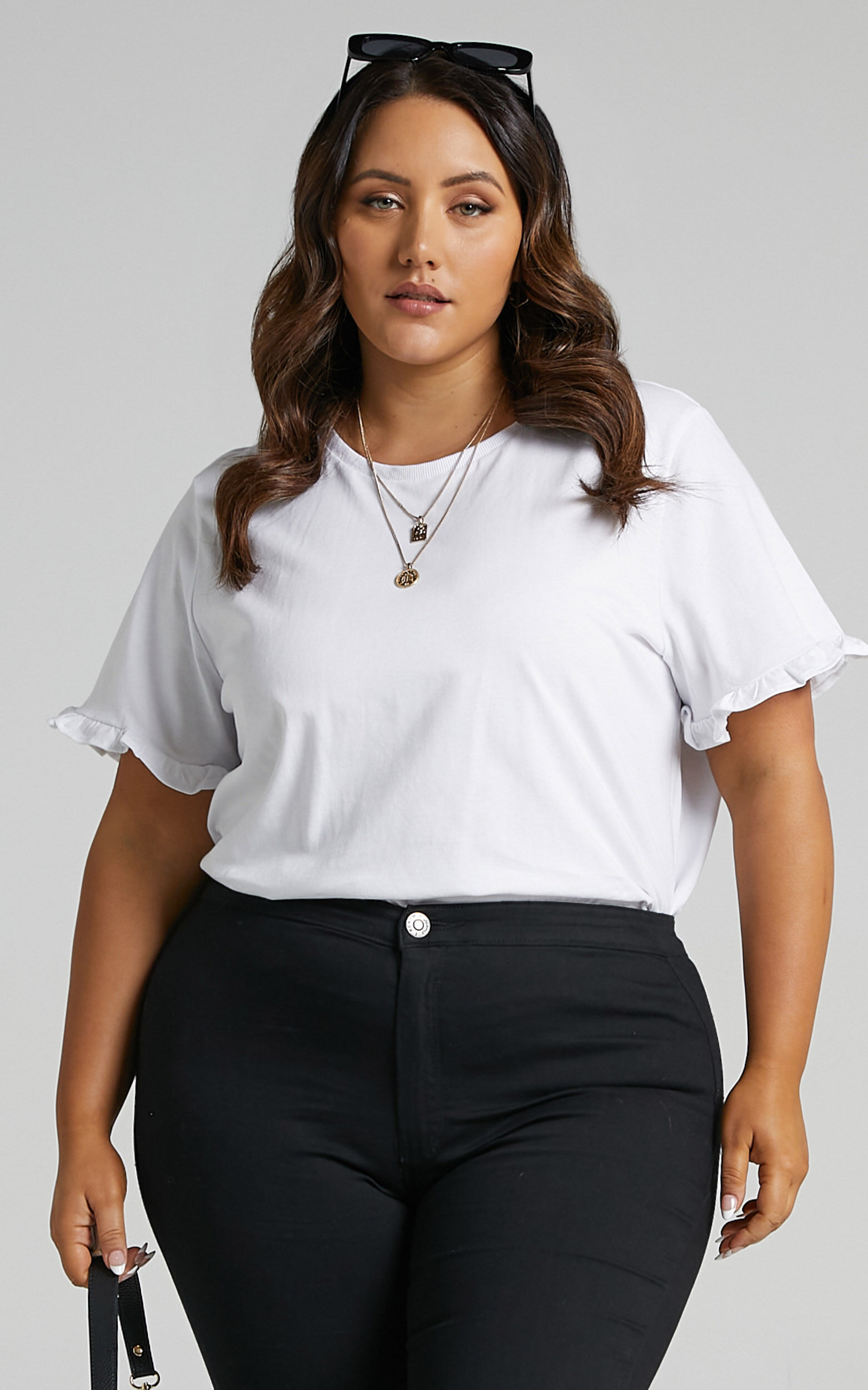 Closer To Home Tee - Ruffle Sleeve Tee in White