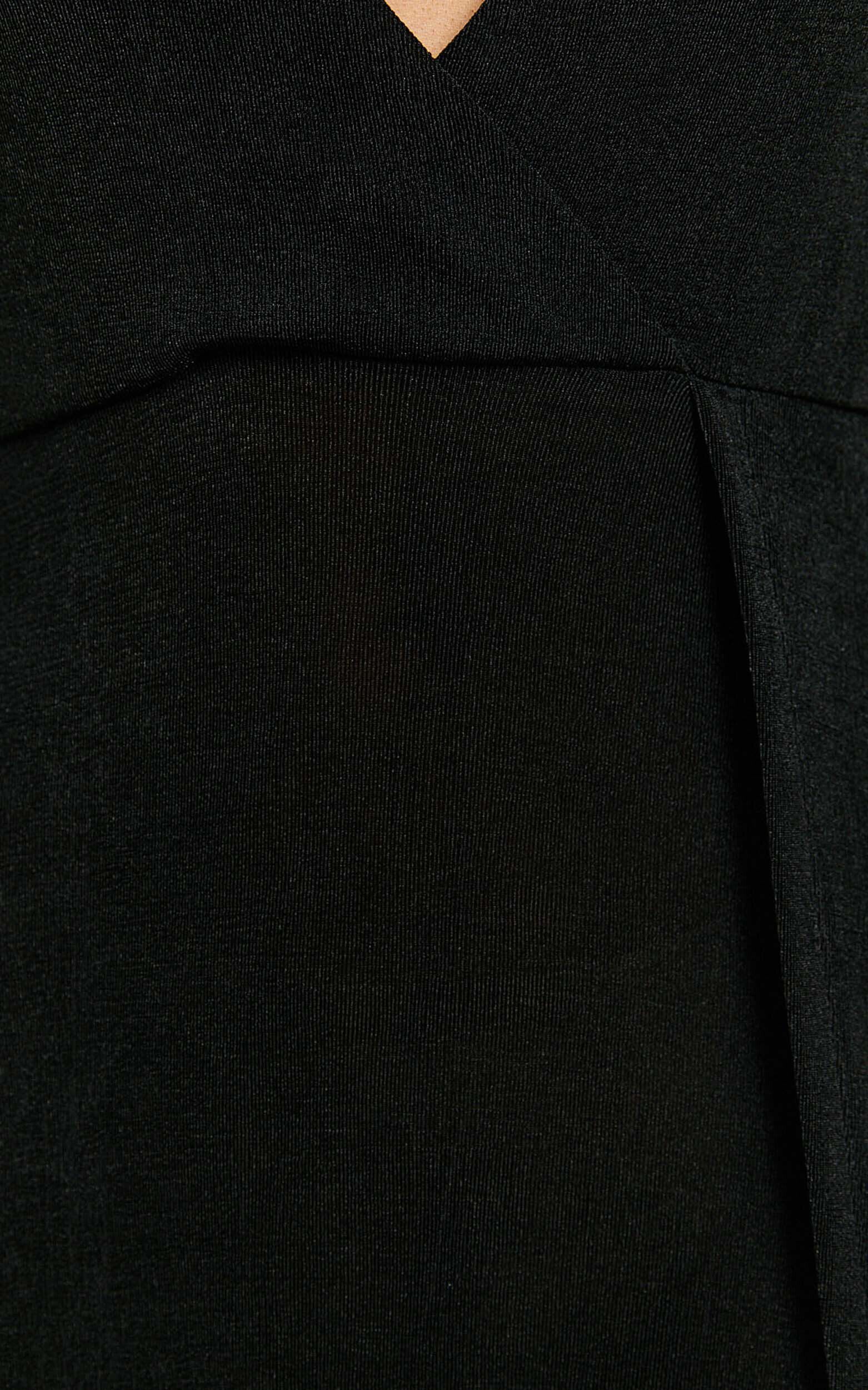 Winston Maxi Dress - Plunge Leg Split Dress in Black