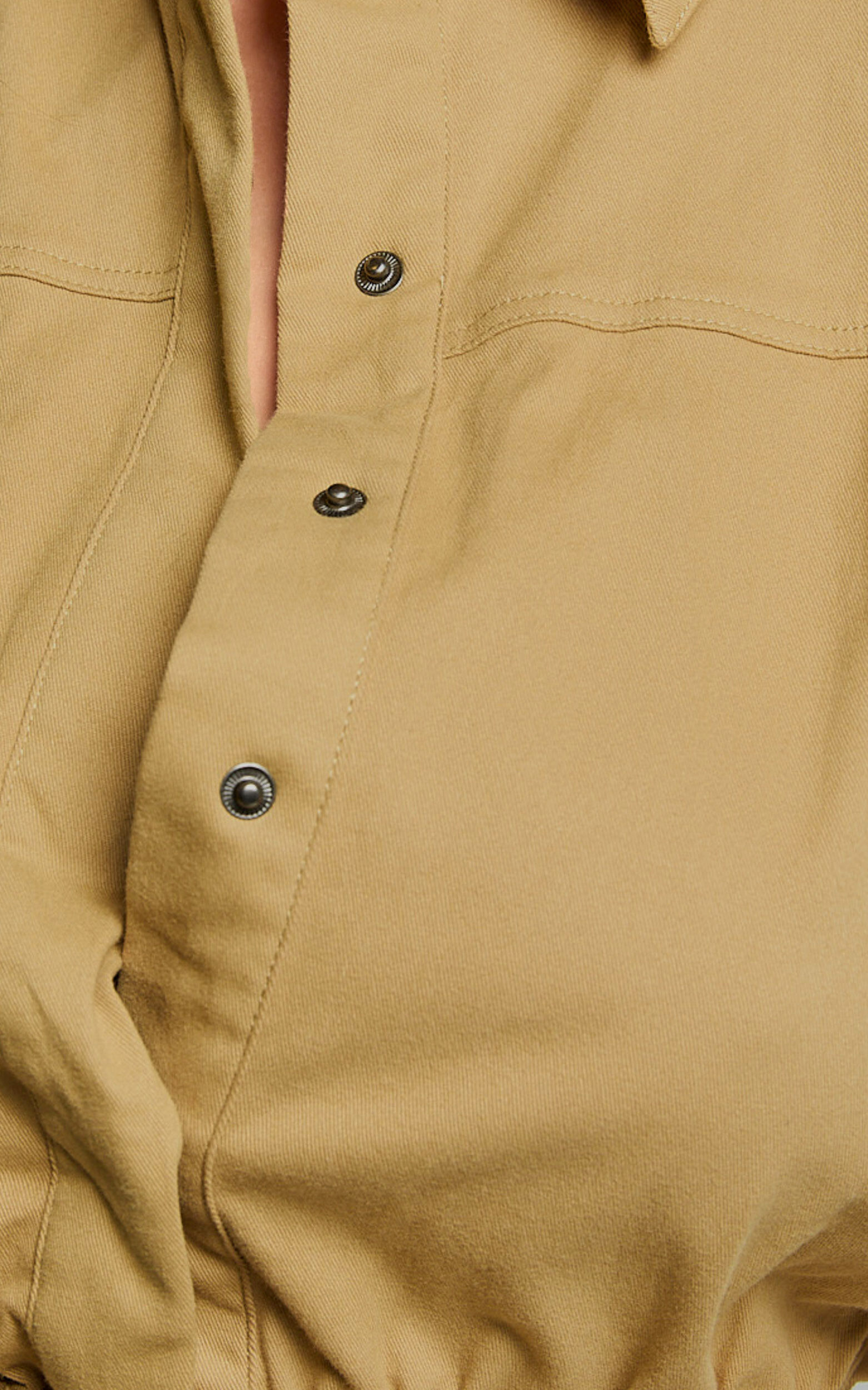 Dana Mini Dress - Collared Button Front Utility Dress in Dessert Taupe