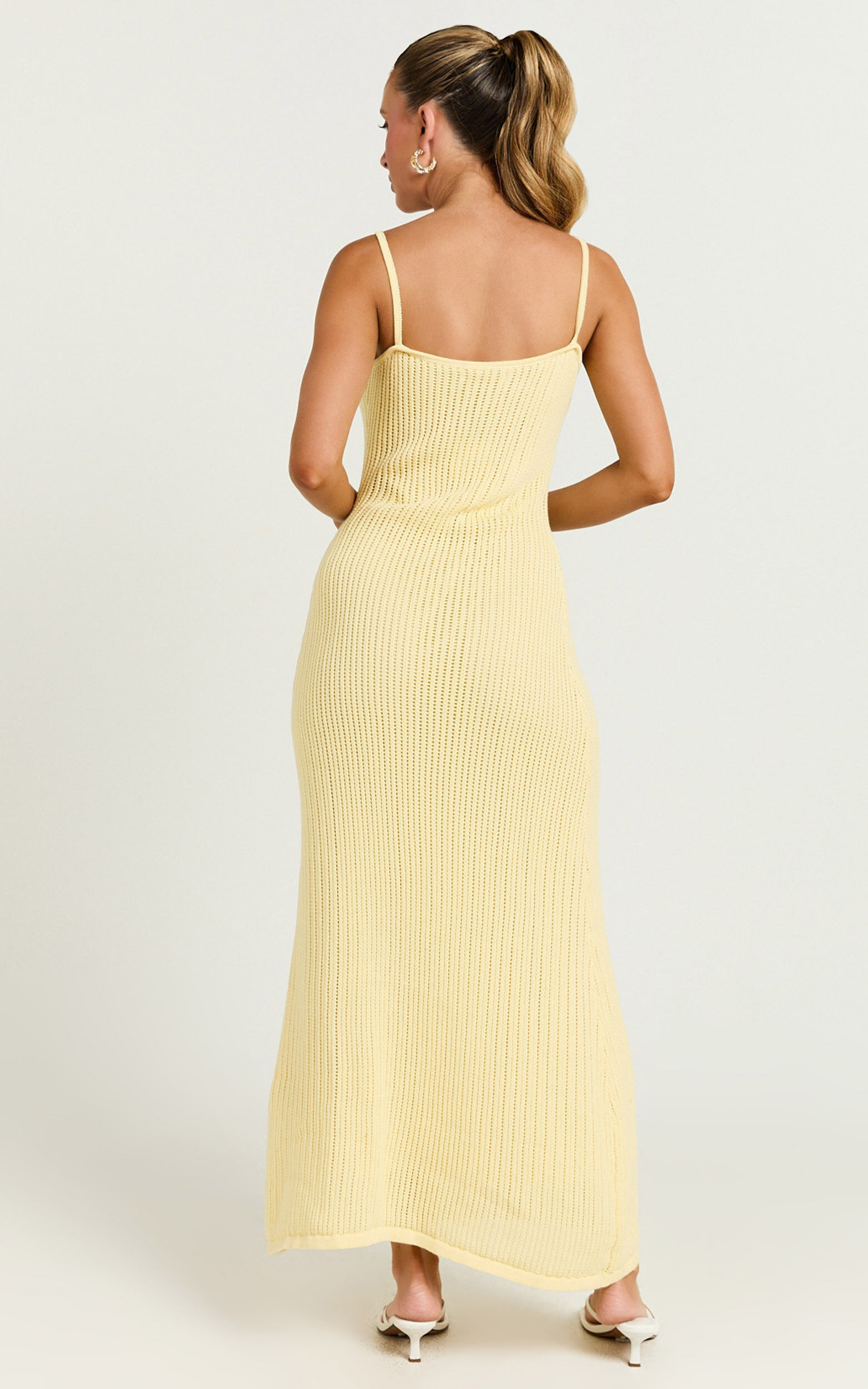 Fhel Maxi Dress - Crochet Strappy Dress in Lemon