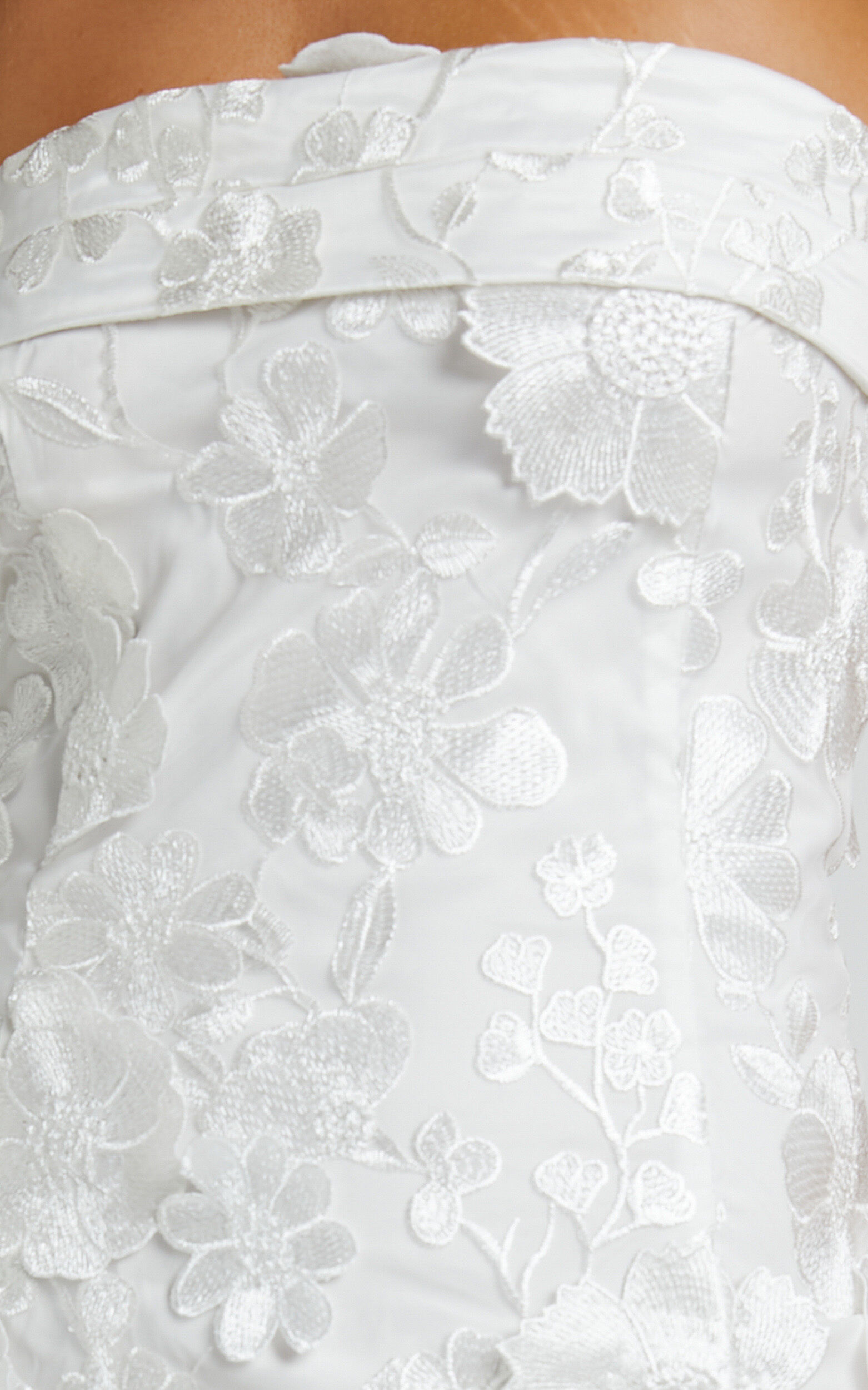 Wren Mini Dress - Strapless Bodycon Garden Flowers Dress in White