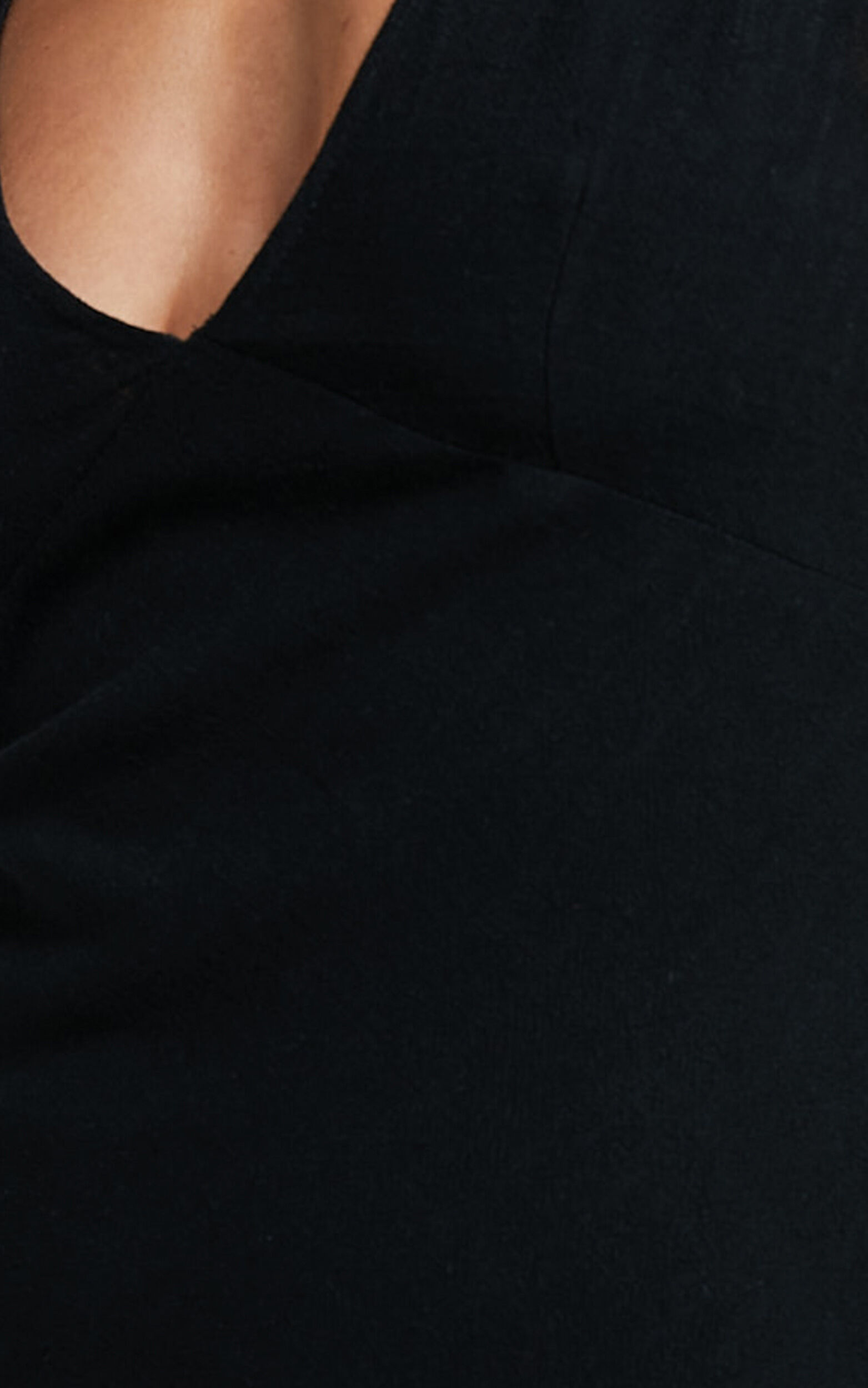 Shykie Mini Linen Dress - Deep V Neck Adjustable Sleeveless Dress in Black