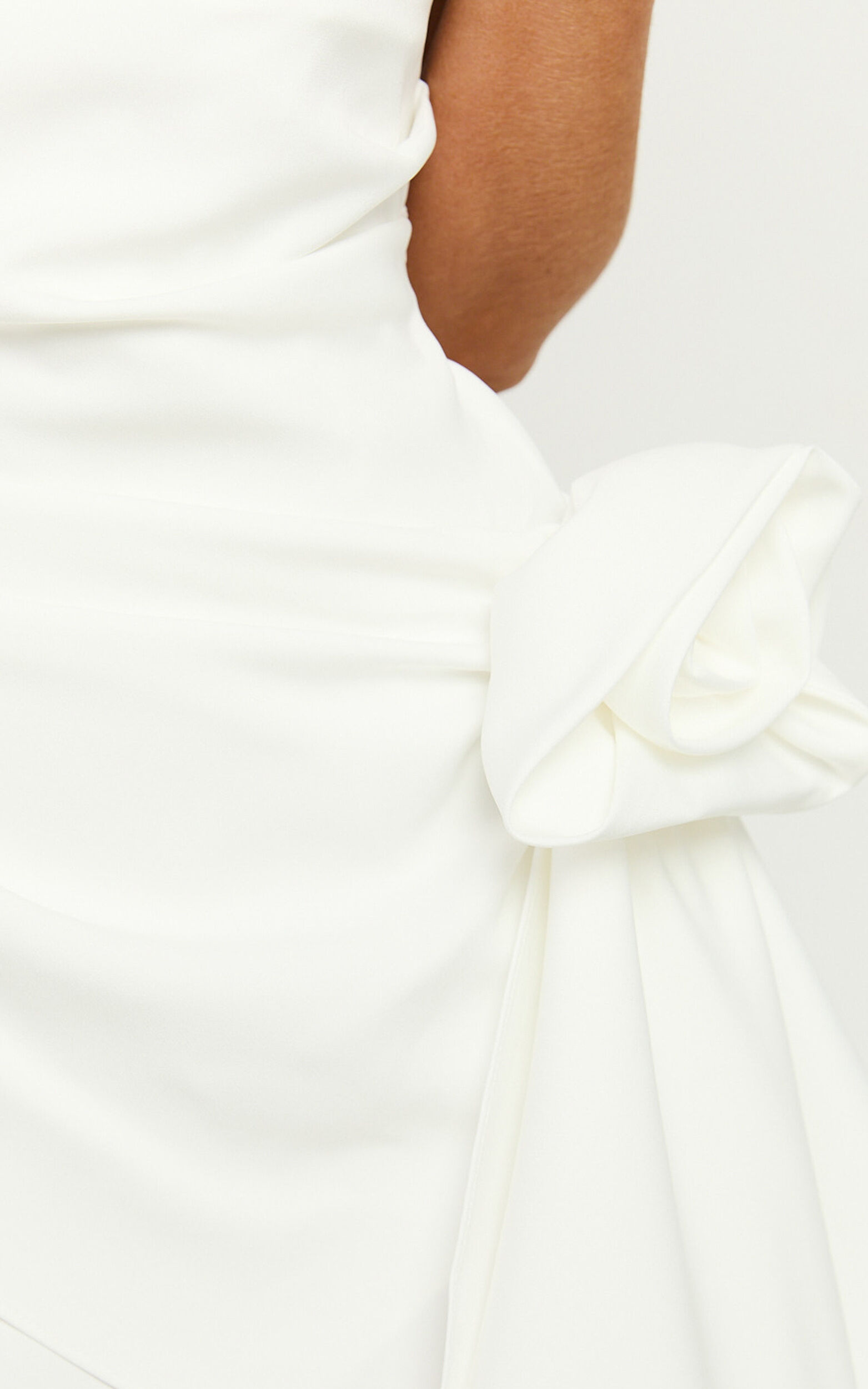 Betsy Mini Dress - Strapless Draped Rose Dress in White