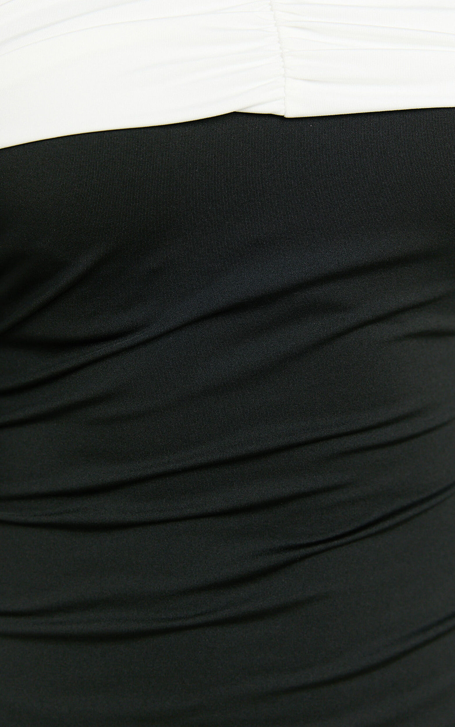 Amalita Mini Dress - Off Shoulder Contrast Long Sleeve Dress in Black & White