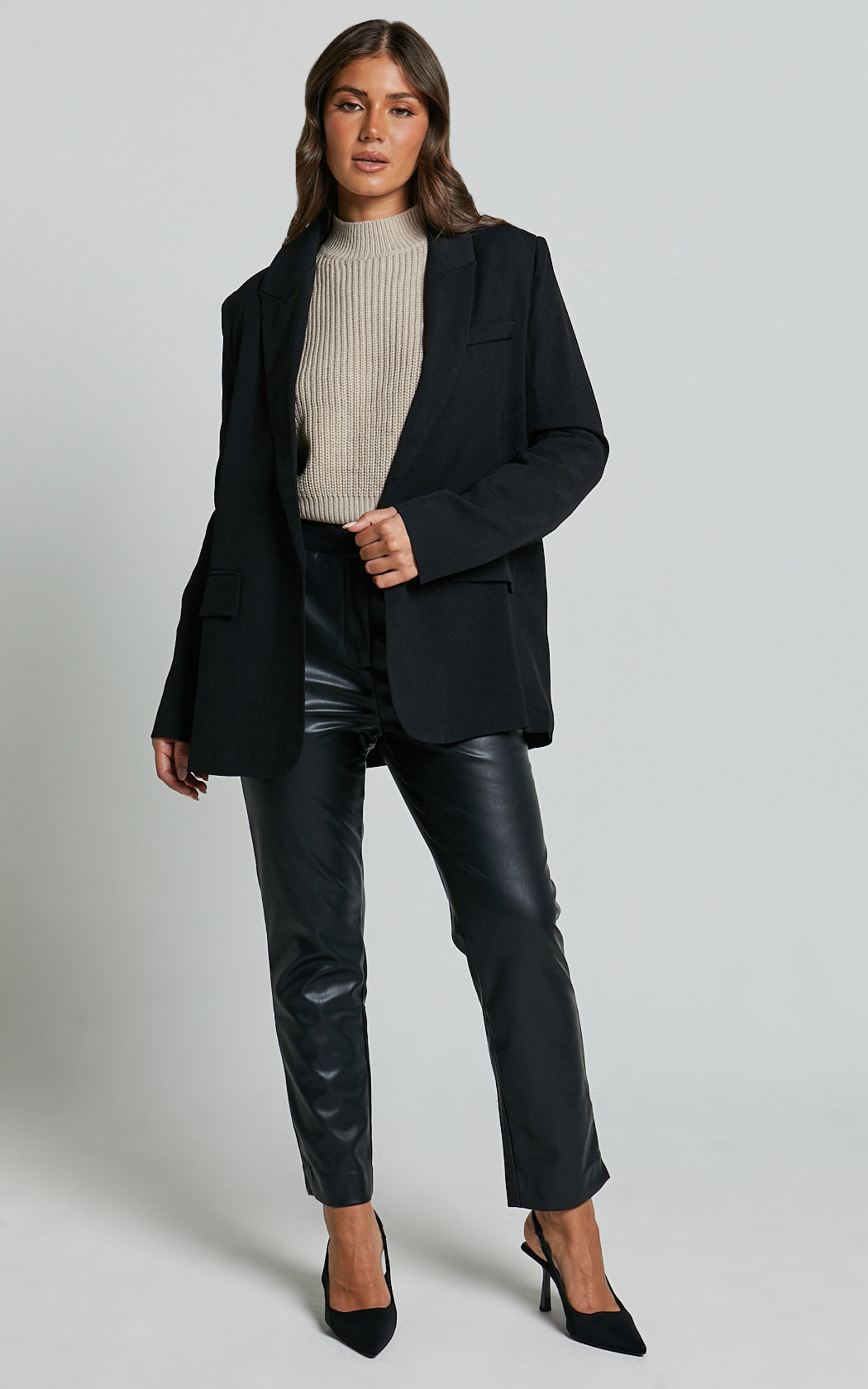 Caralina Blazer - Oversized Single Breasted Blazer in Black