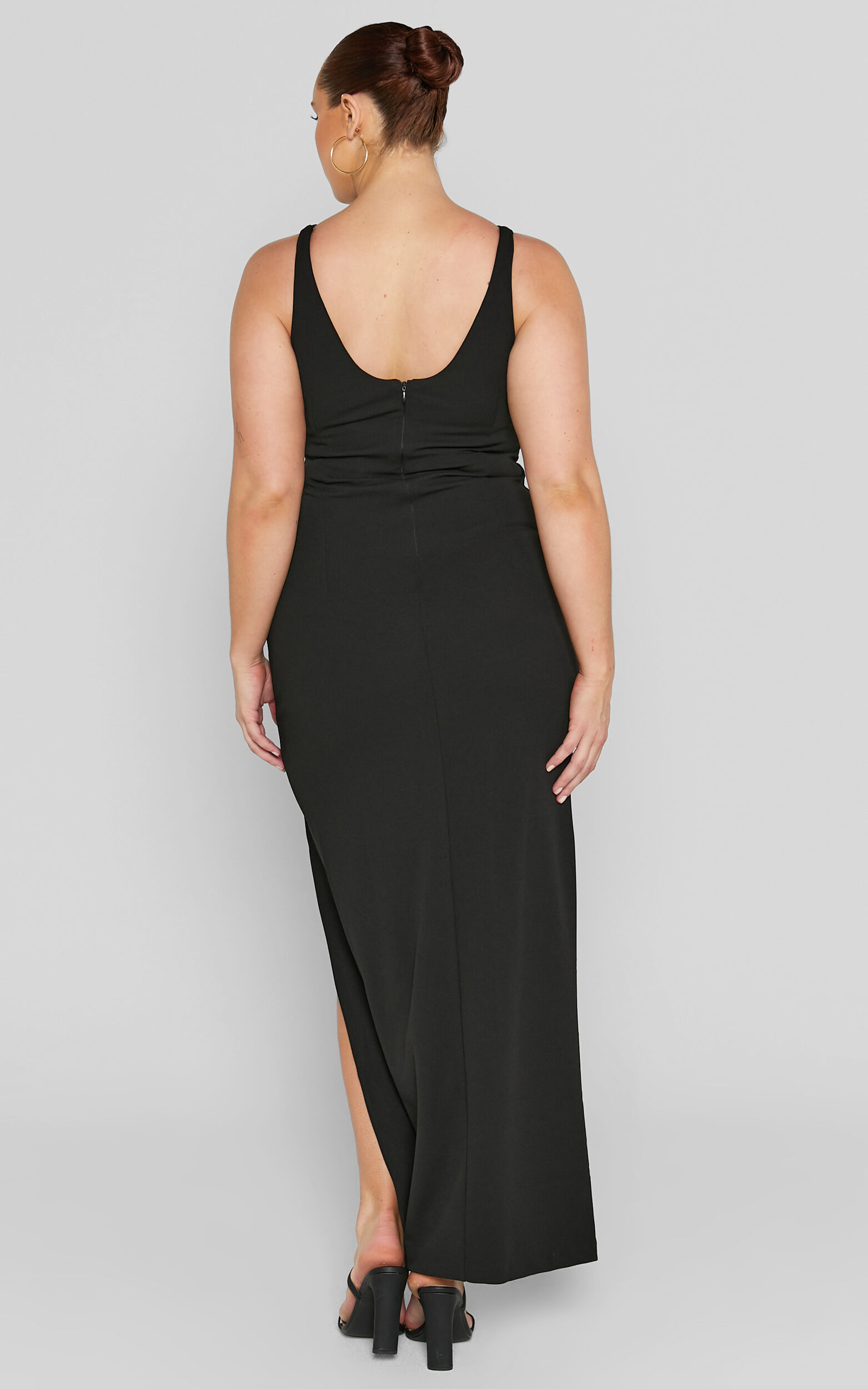 Indi Maxi Dress - Boat Neck Bodycon Dress in Black