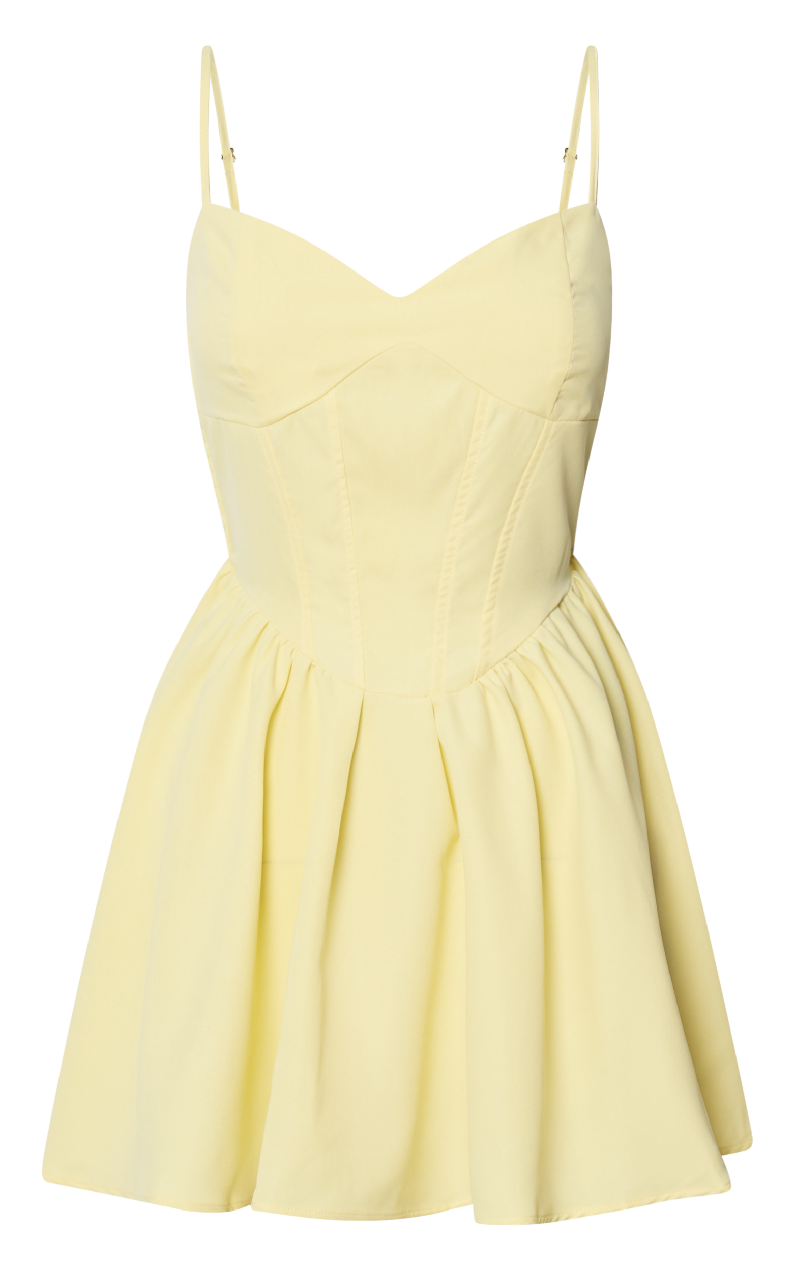 Delaila Mini Dress - Strappy Sweetheart Fit and Flare Dress in Lemon