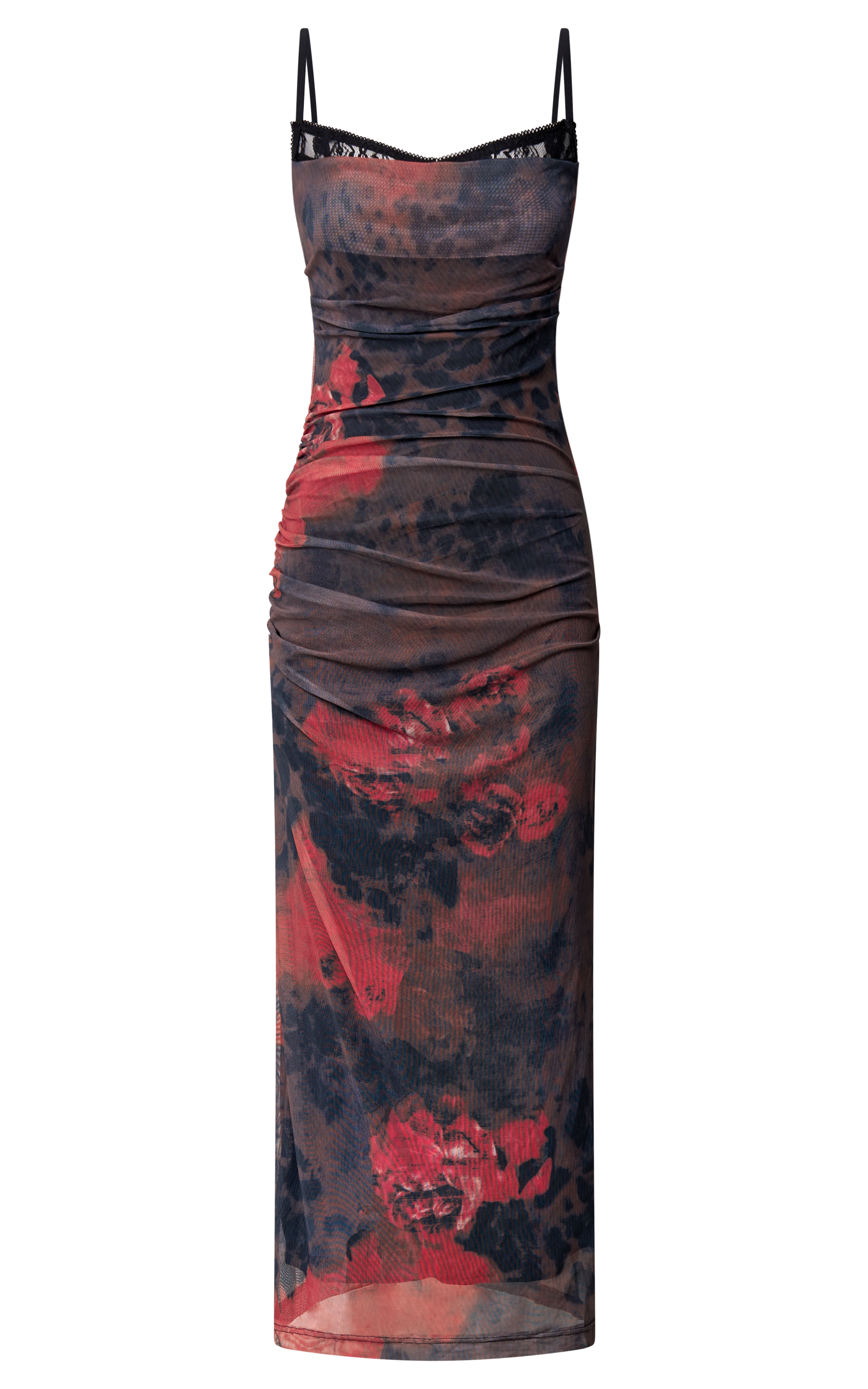 Cherra Midi Dress - Sweetheart Slip Dress in Blur Print