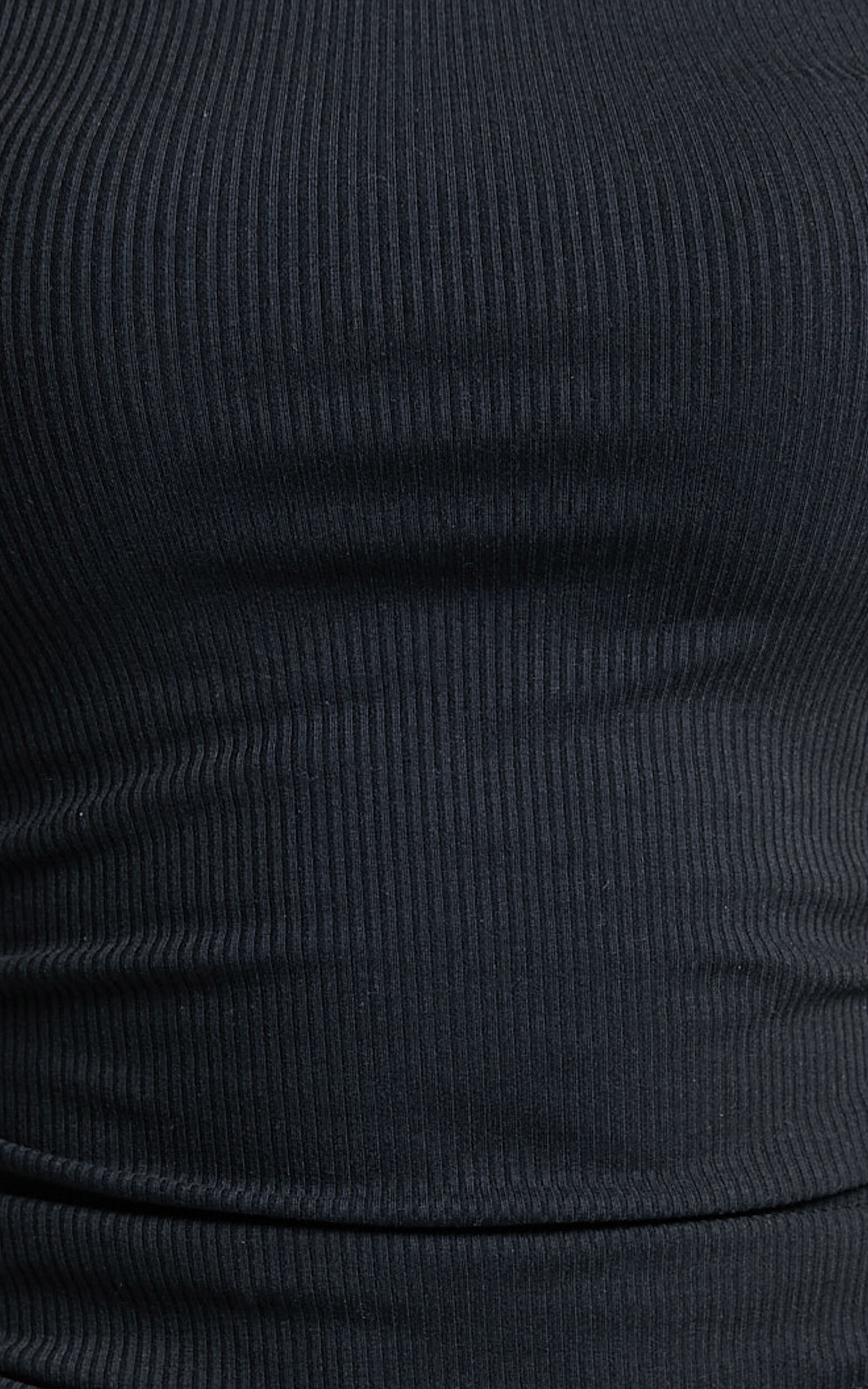 Carly Midi Dress - High Neck Ruched Dress in Black