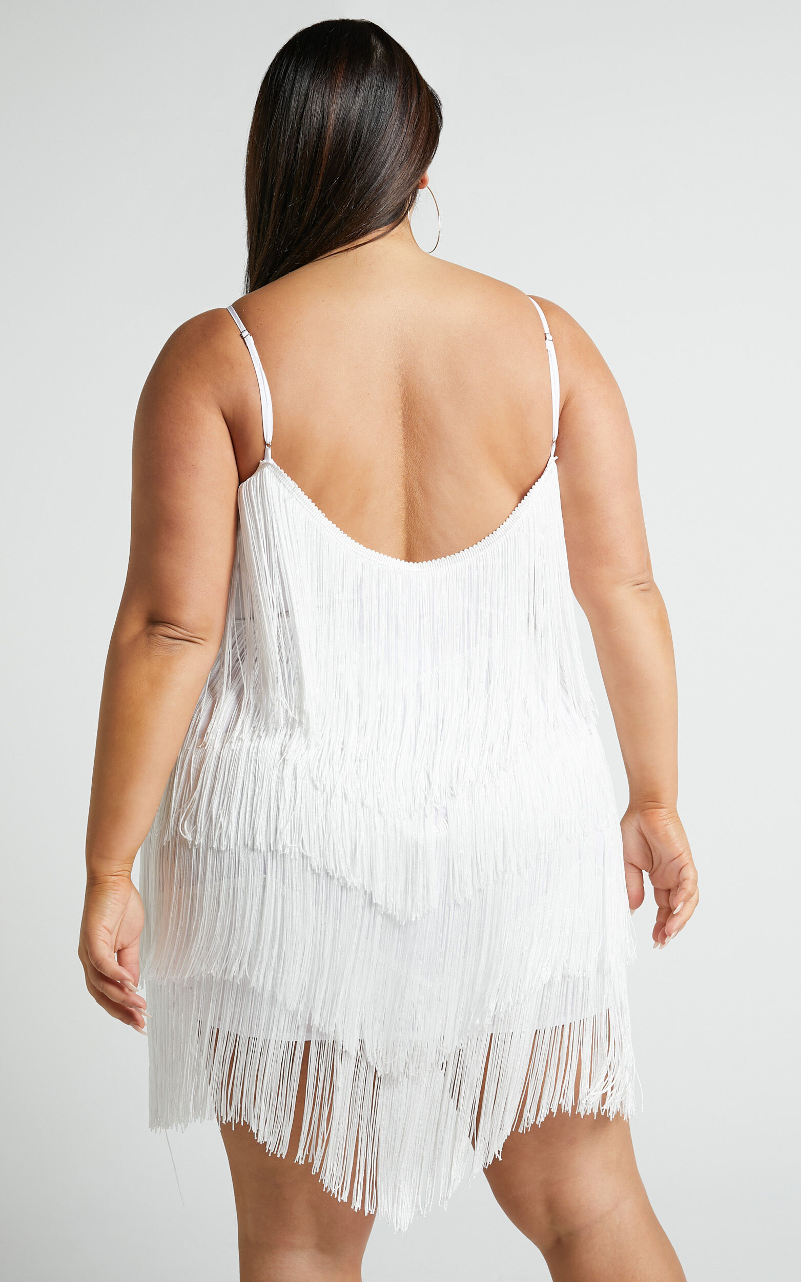 Siofra Mini Dress - Zig Zag Fringe Dress in White