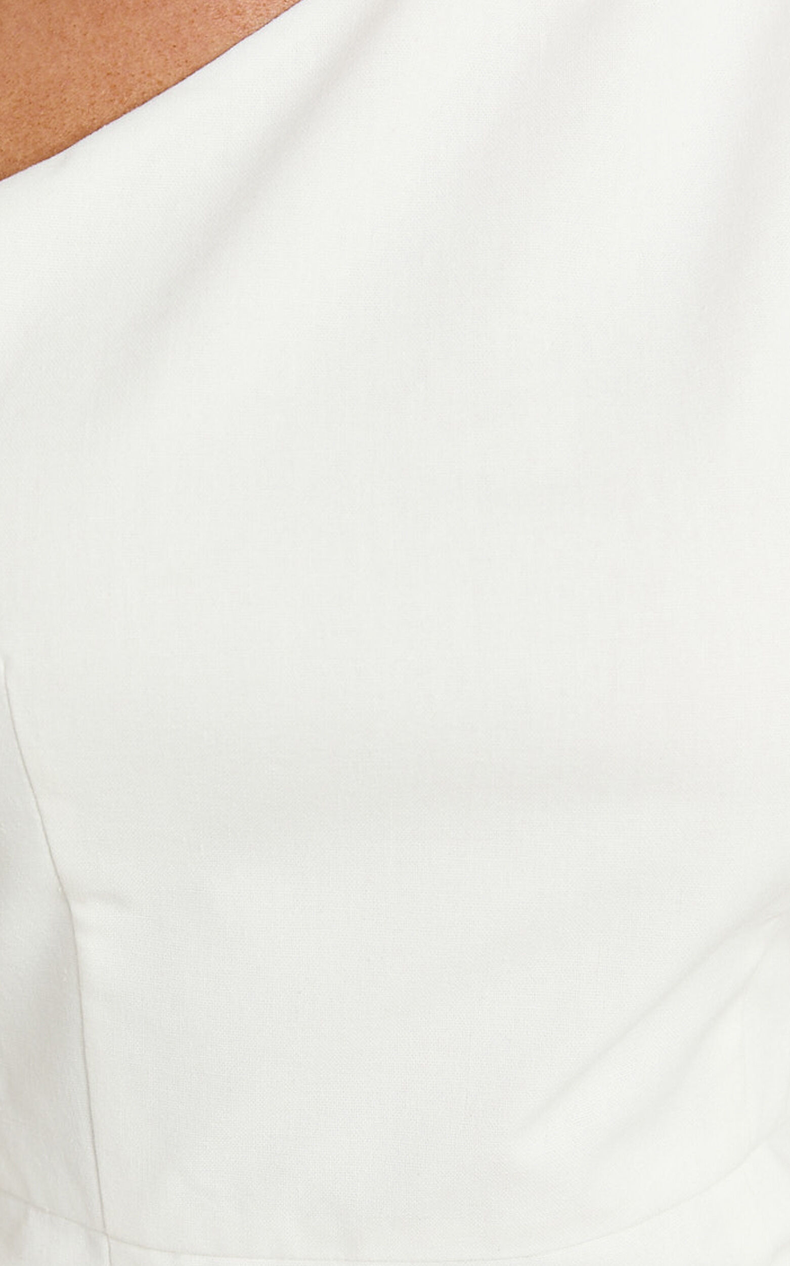 Olga Mini Dress - Linen One Shoulder Dress in Off White