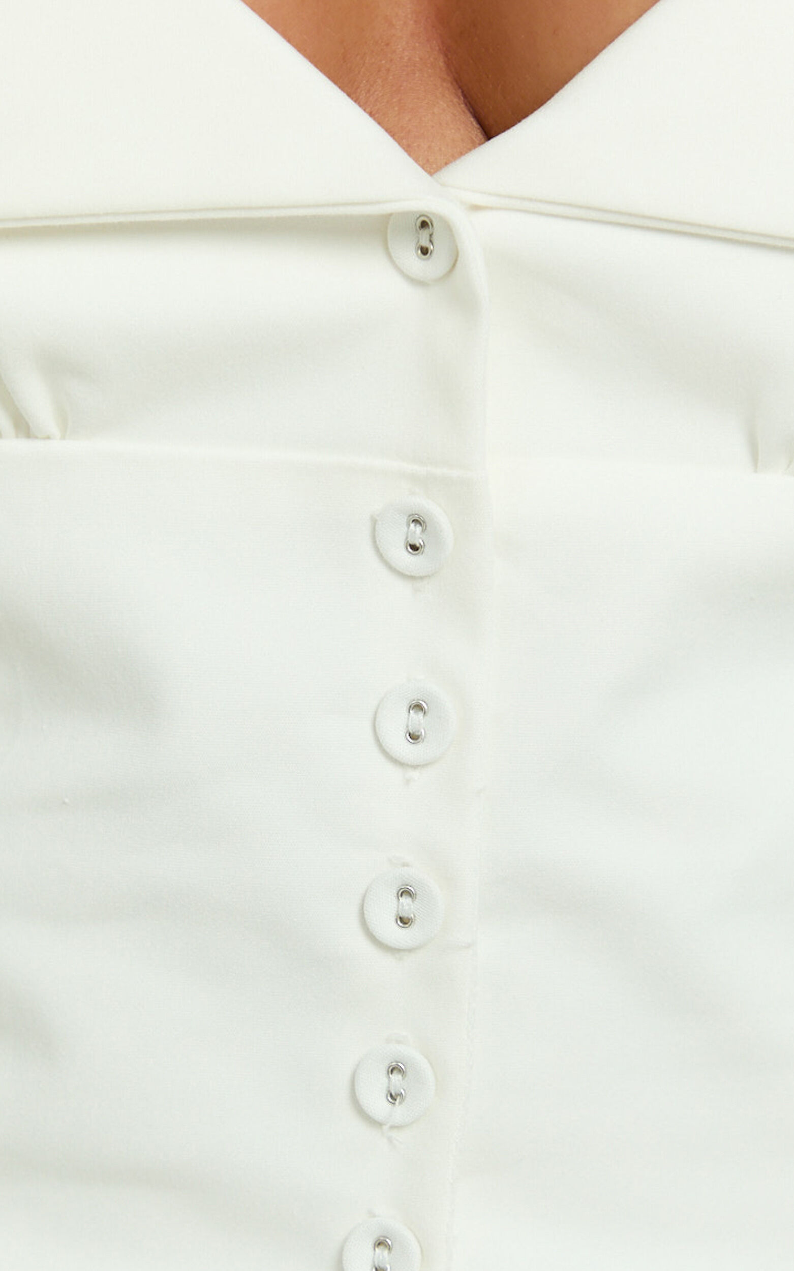 Ella Top - Square Neck Button Through Crop Top in White