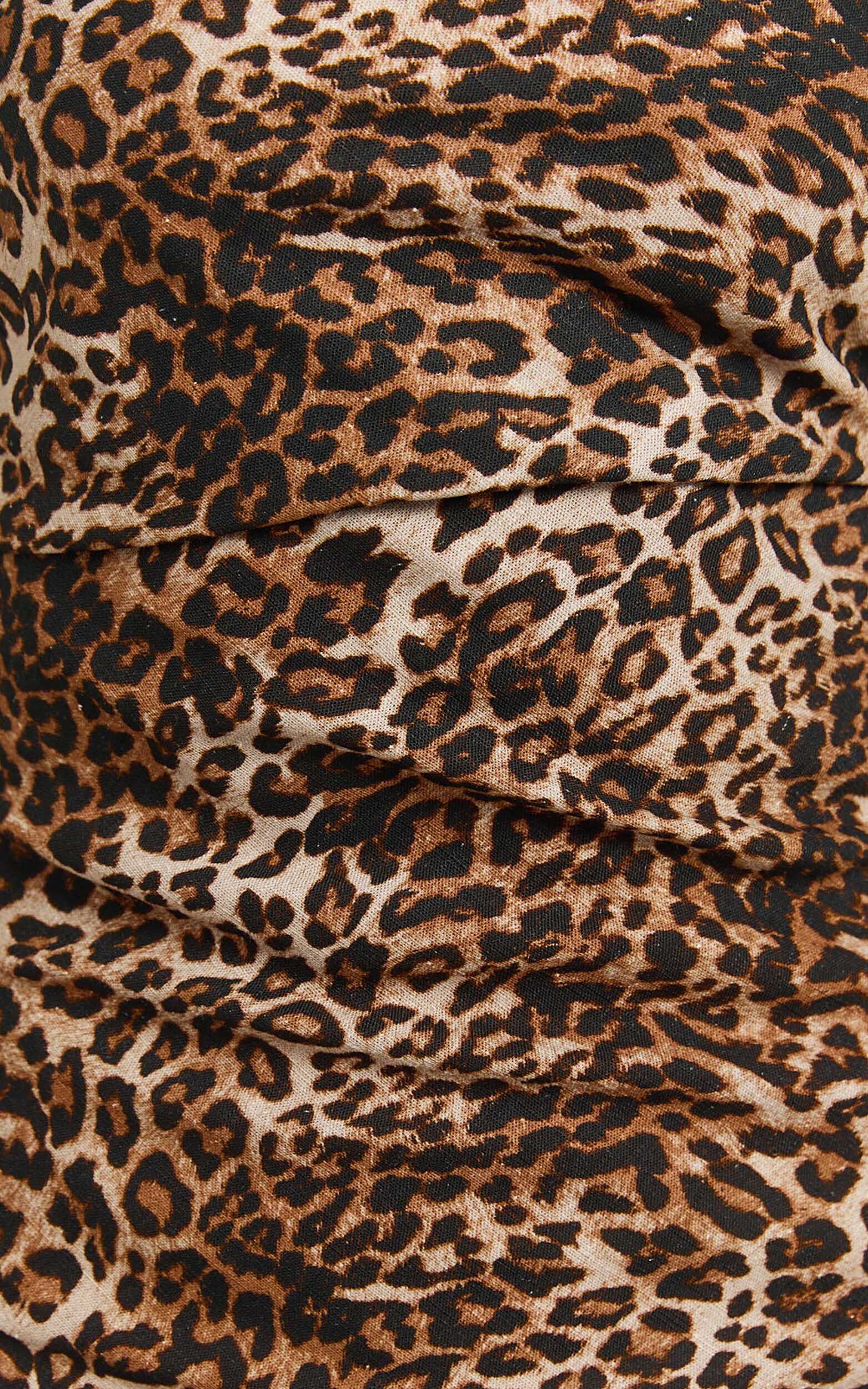 Lloyd Mini Linen Dress - Square Neck Tie Back Dress in Tonal Leopard