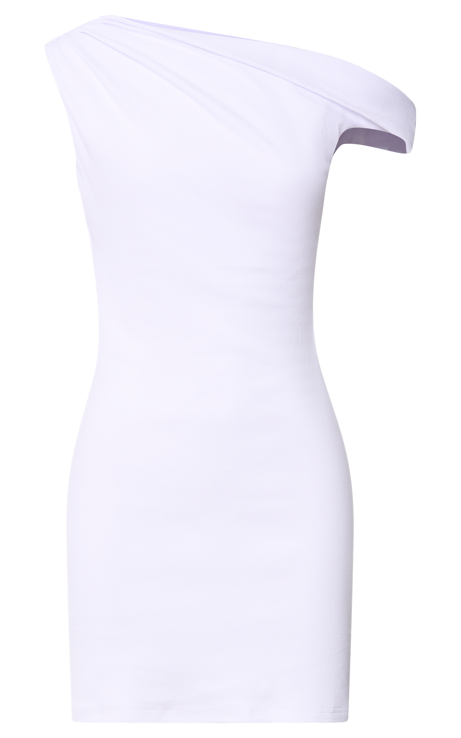 Clementine Mini Dress - Ribbed Off Shoulder Bodycon Dress in White