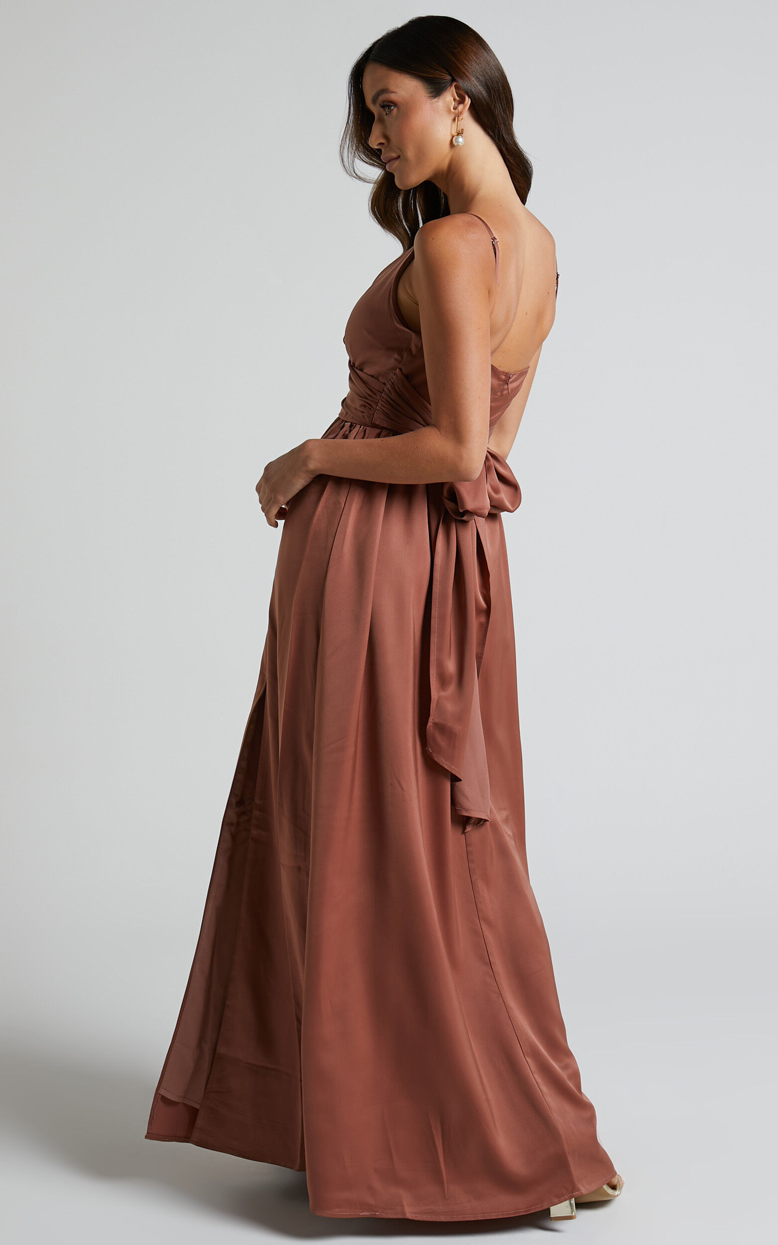 Revolve Around Me Midi Dress - V Neck Wrap Dress in Dusty Rose