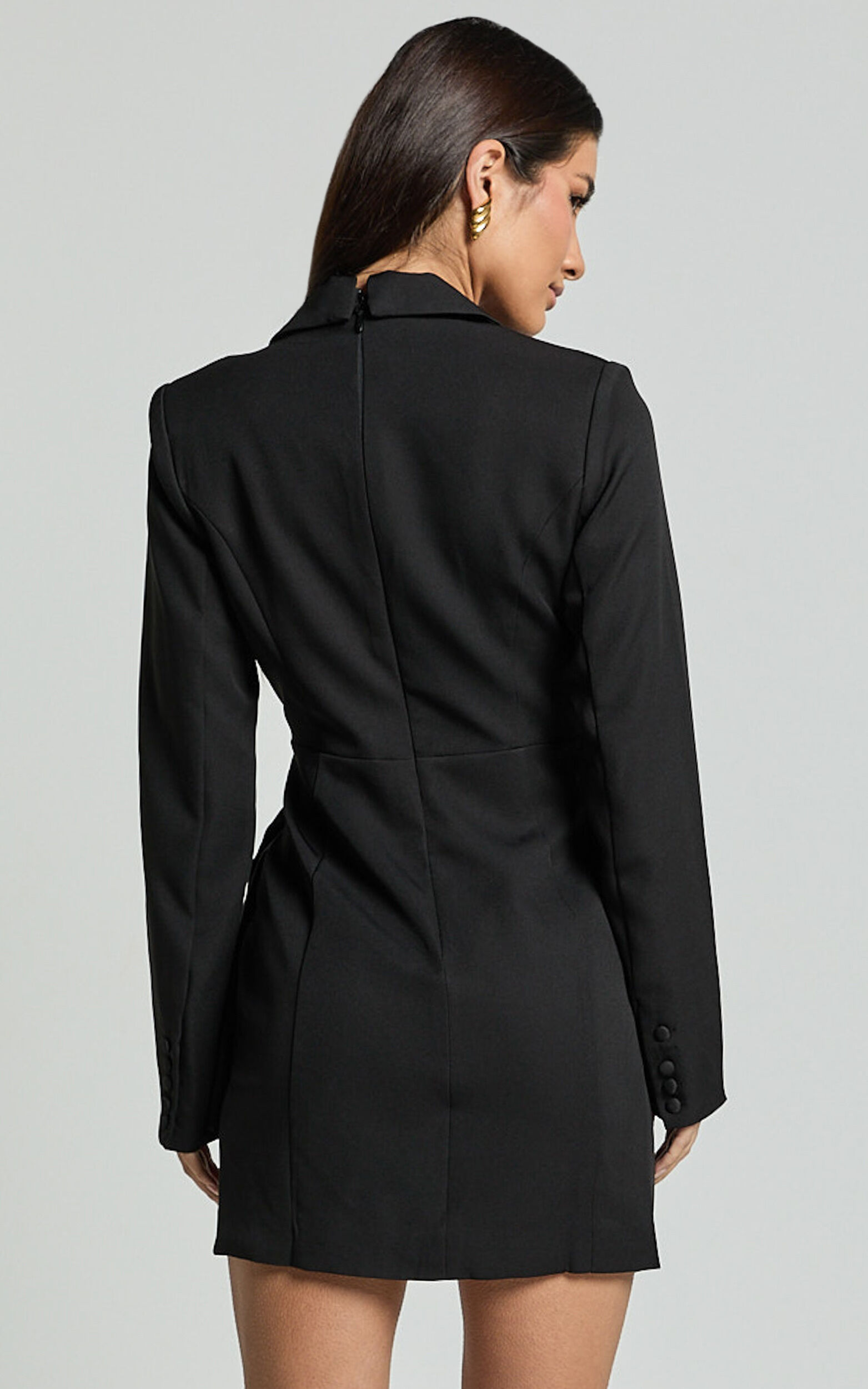 Noni Mini Dress - Blazer Wrap Dress in Black