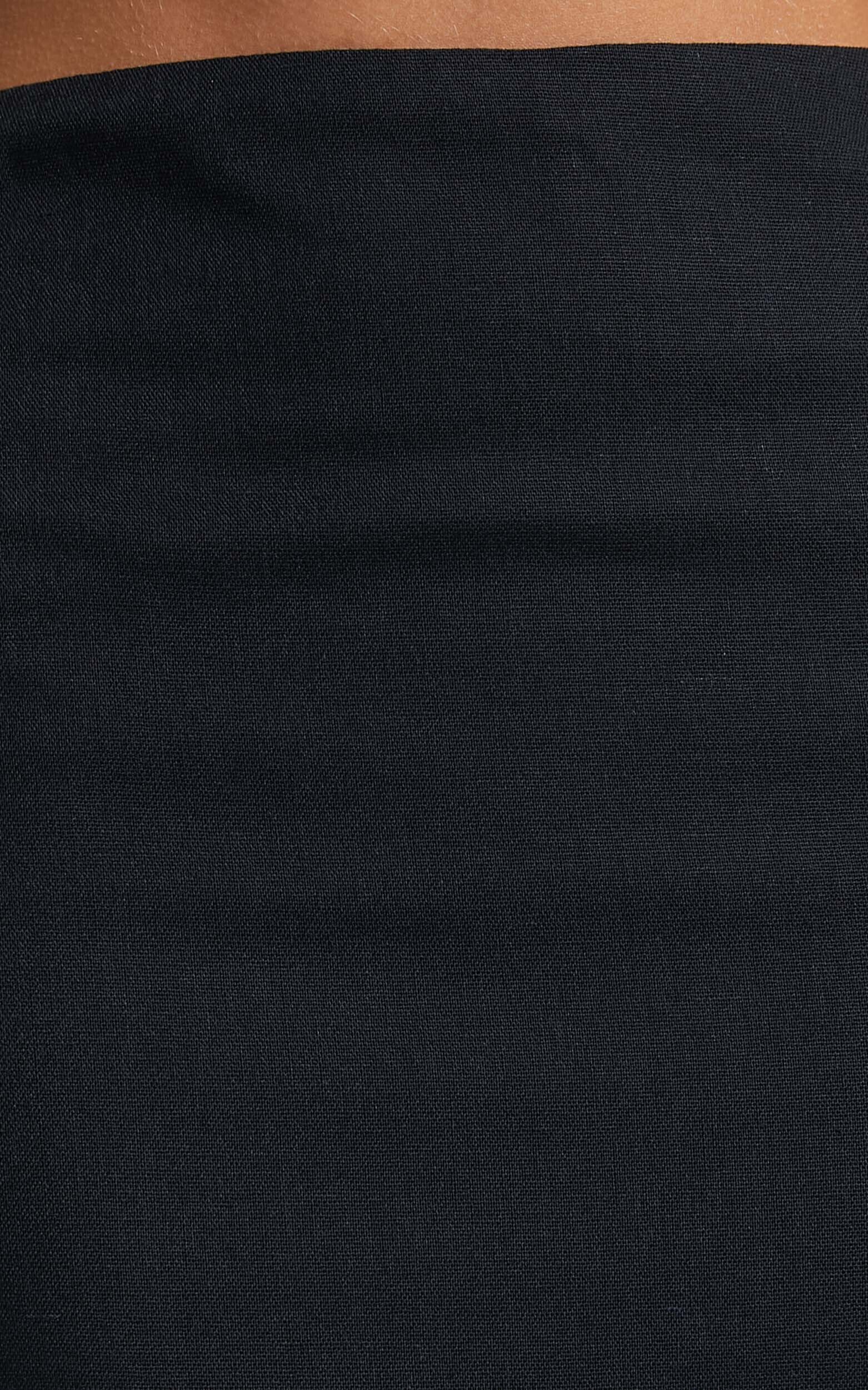 Vance Maxi Skirt - Linen Back Split Skirt in Black