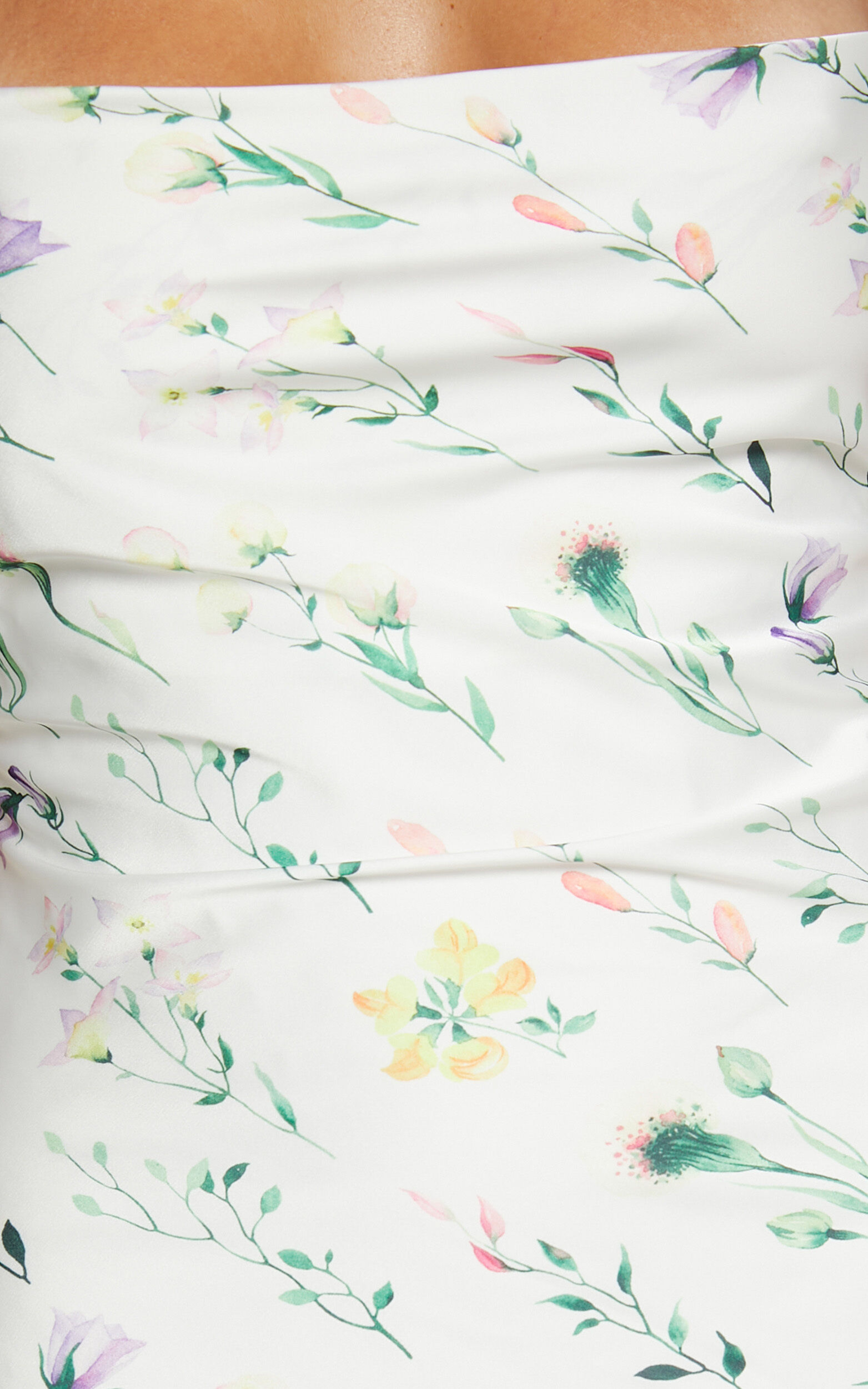 Shierina Midi Linen Dress - Sweetheart Neck Line Sleeveless Dress in White Floral